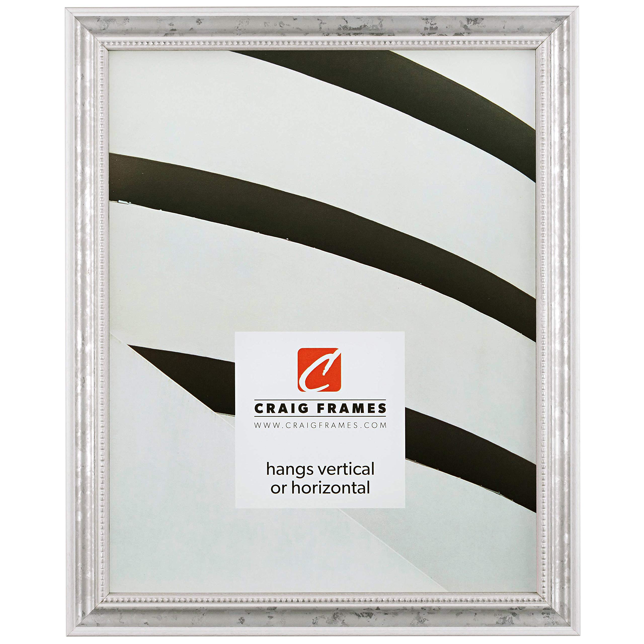 Craig Frames 314WH, Ornate White and Silver Picture Frame, 17 x 22 Inch