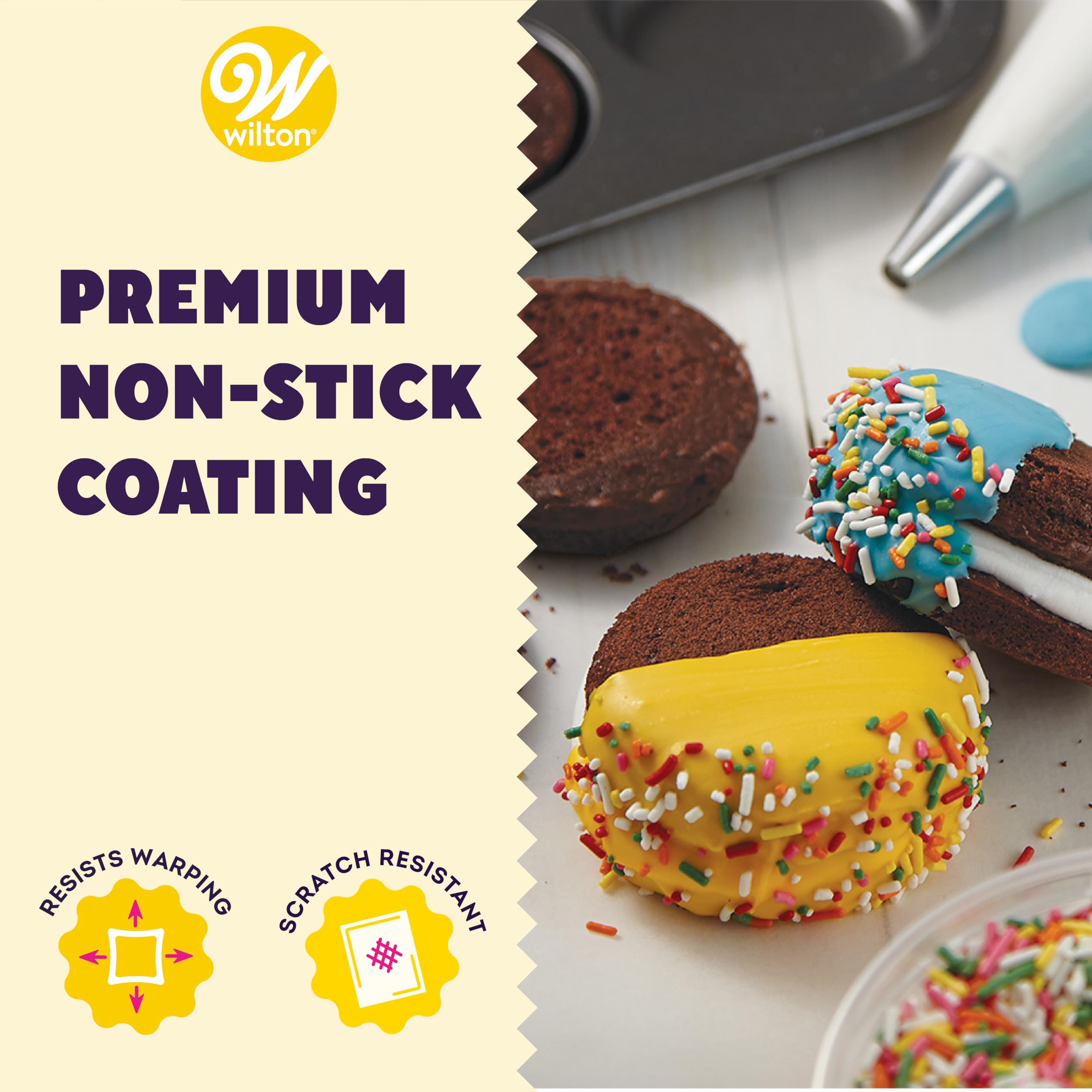 Wilton Perfect Results Premium Non-Stick Steel Cupcake And Muffin Pan, Muffin Top Size, 12 Cavity