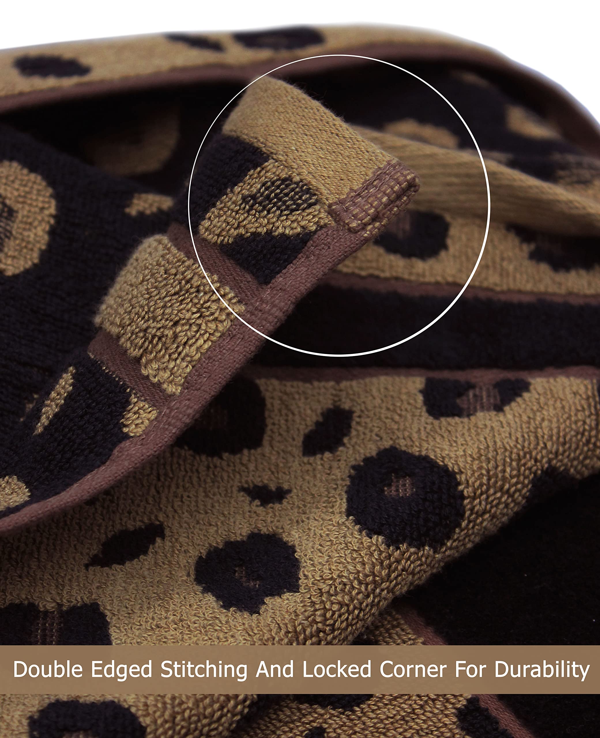 Cotton Craft Hand Towels - Set Of 4 Animal Print Cheetah Leopard Africa Safari Decorative Hand Towel - 100% Cotton Jacquard Luxu