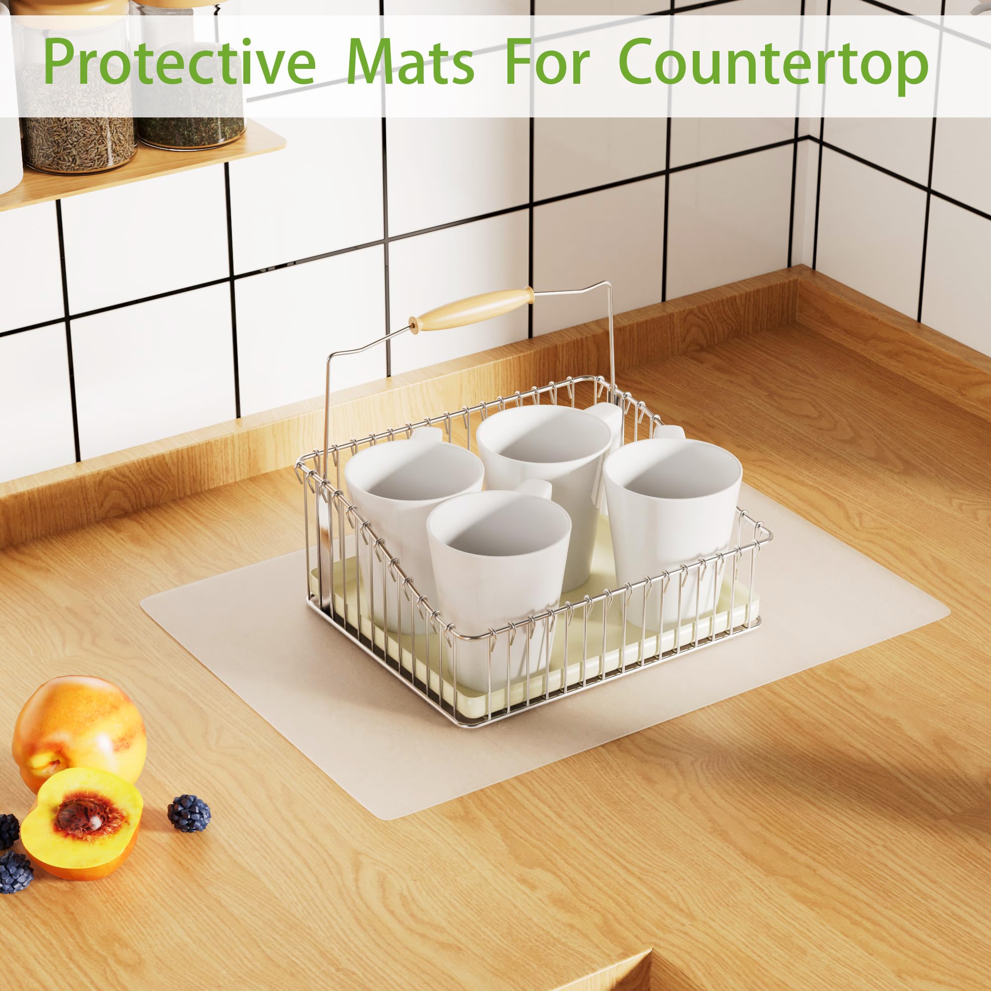 Janeart Clear Silicone Mat For Kitchen Counter, 10.24   X 14.2   (1Mm) Non-Slip Countertop Protector Liner, Small Non-Stick Baki