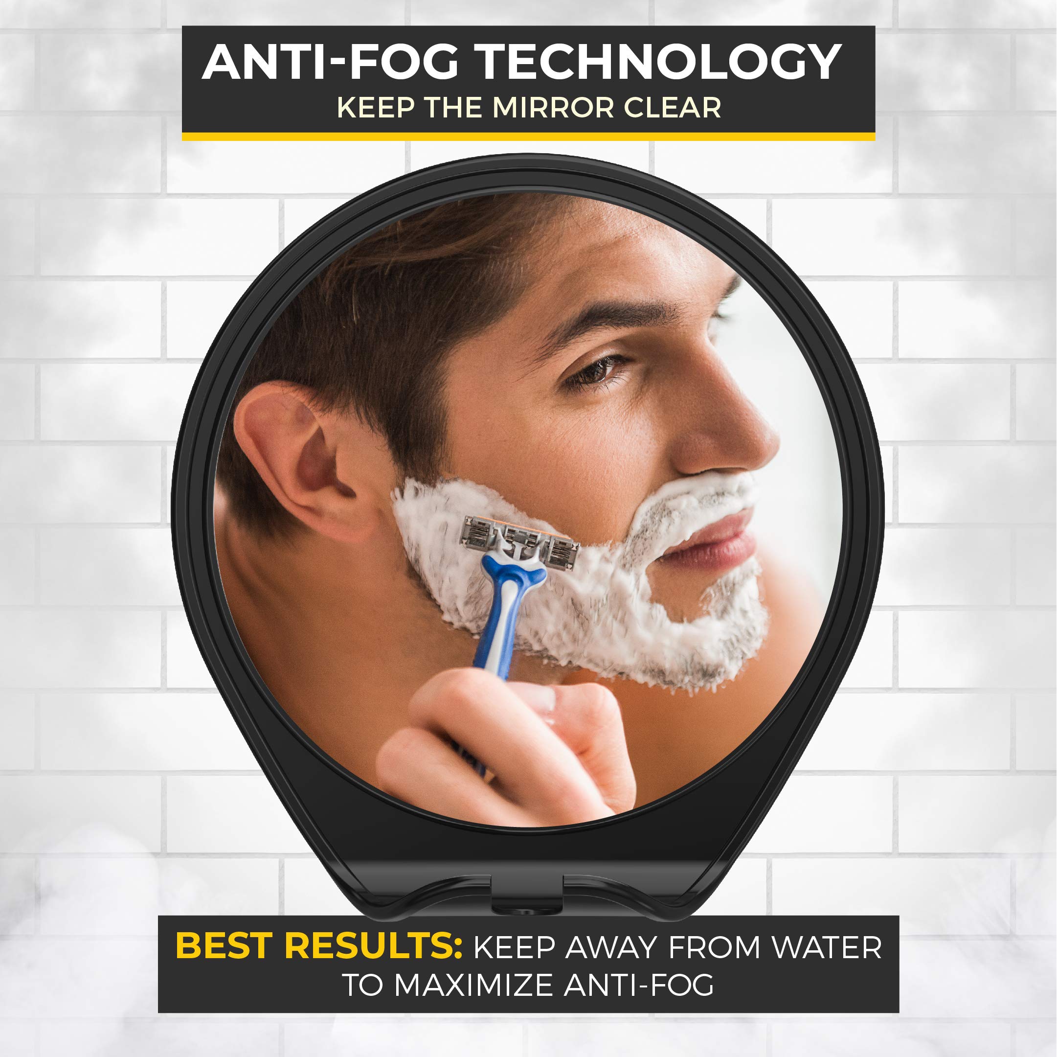 Honeybull Shower Mirror Fogless For Shaving - With Suction, Razor Holder For Shower & Swivel, Small Mirror, Shower Accessories,