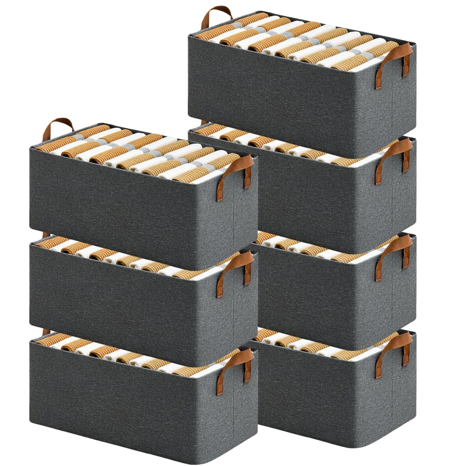 Panchhi Store 7 Pcs Fabric Wardrobe Organizer Foldable Storage Box Basket For Cupboard Clothes Closet Shelves Almirah Jeans Swea