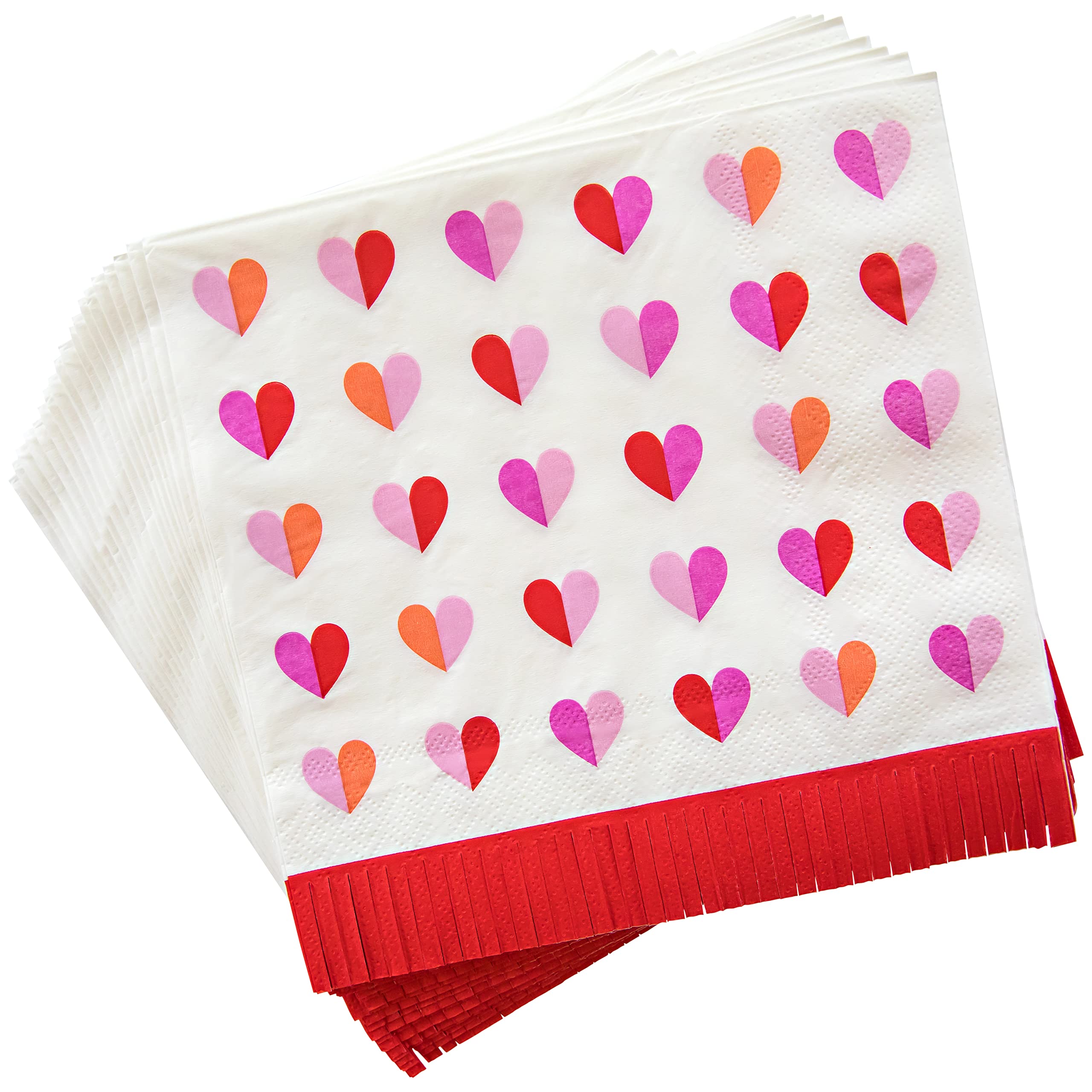 With All My Heart Lunch Napkin With Die Cut Fringe Border (20 Count)