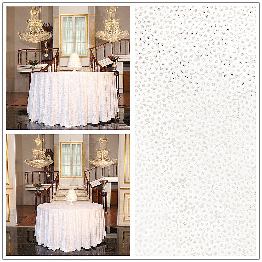 Partydelight White Sequin Tablecloth Round 120-Inch