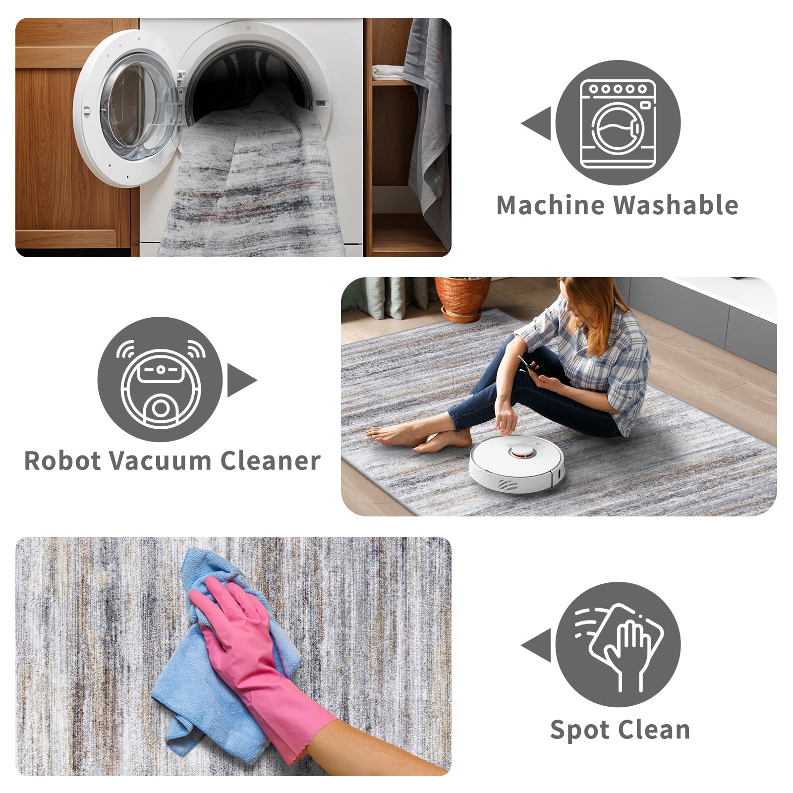 Washable Hallway Runner Rug for Home: Extra Long Runners for Entryway Living Room Dining Room - Stain and Water Resistant Rugs w