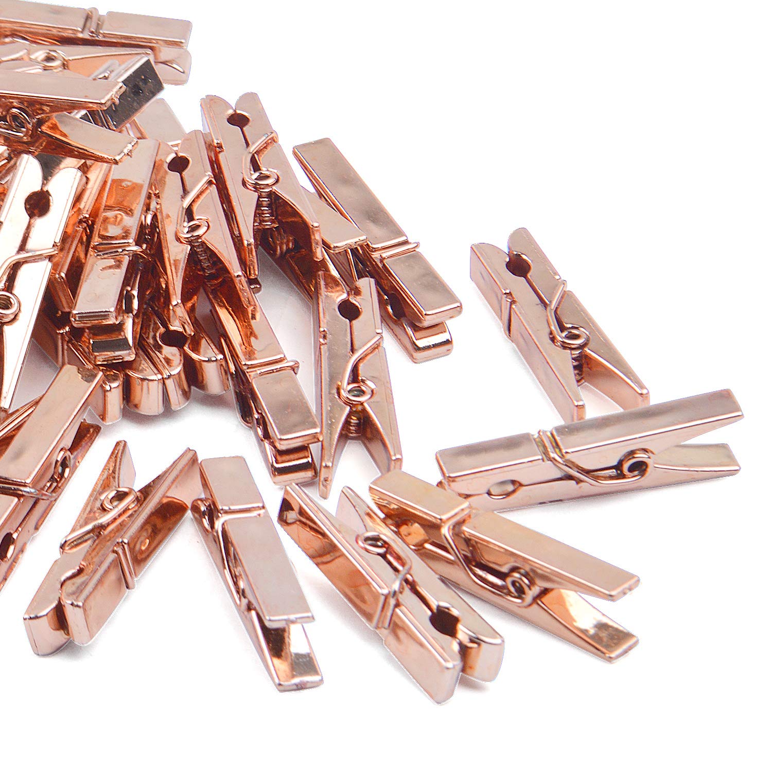 Jdesun 50 Pieces Photo Clips Mini Plastic Picture Paper Clip Clothespins Peg for Office Home Arts(Rose Gold)