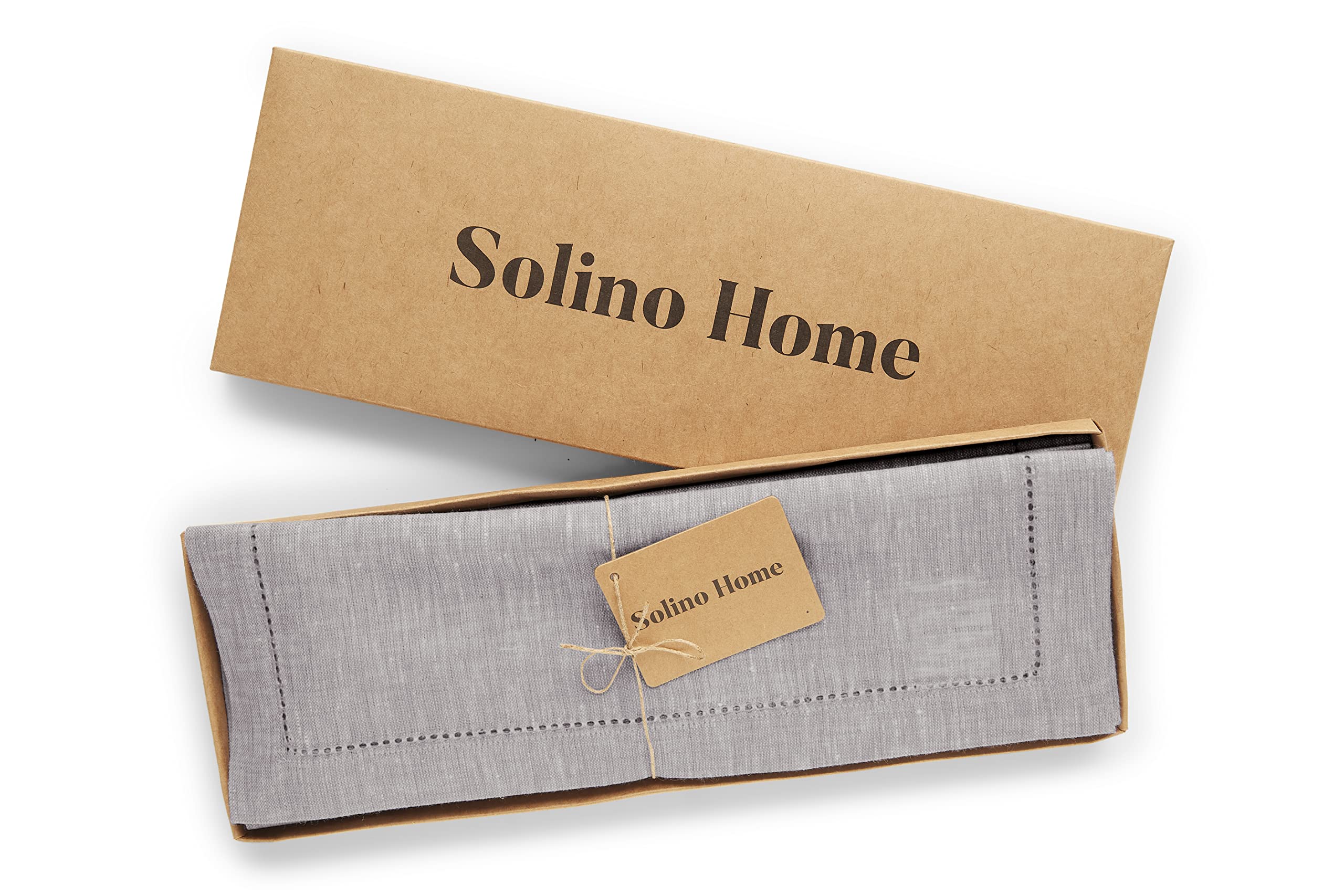 Solino Home Linen Placemats Oyster Grey - Set of 4  100% Pure Linen Tablemats 14 x 19 Inch - Milan Hemstitch Placemats for Spring  Summer  Dining  Party - Handcrafted from European Flax