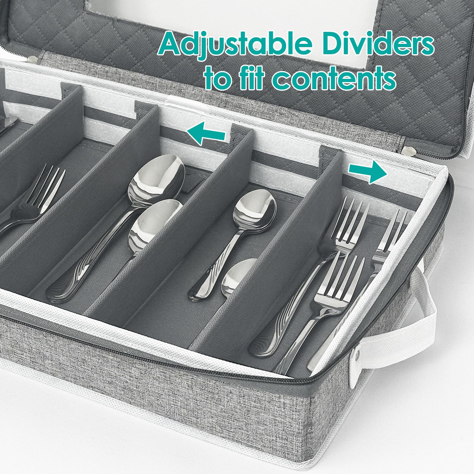 Homyfort Flatware Storage Box, Silverware Utensil Storage Case Organizer, Tableware Cutlery Storage Container With Cover/Lid And