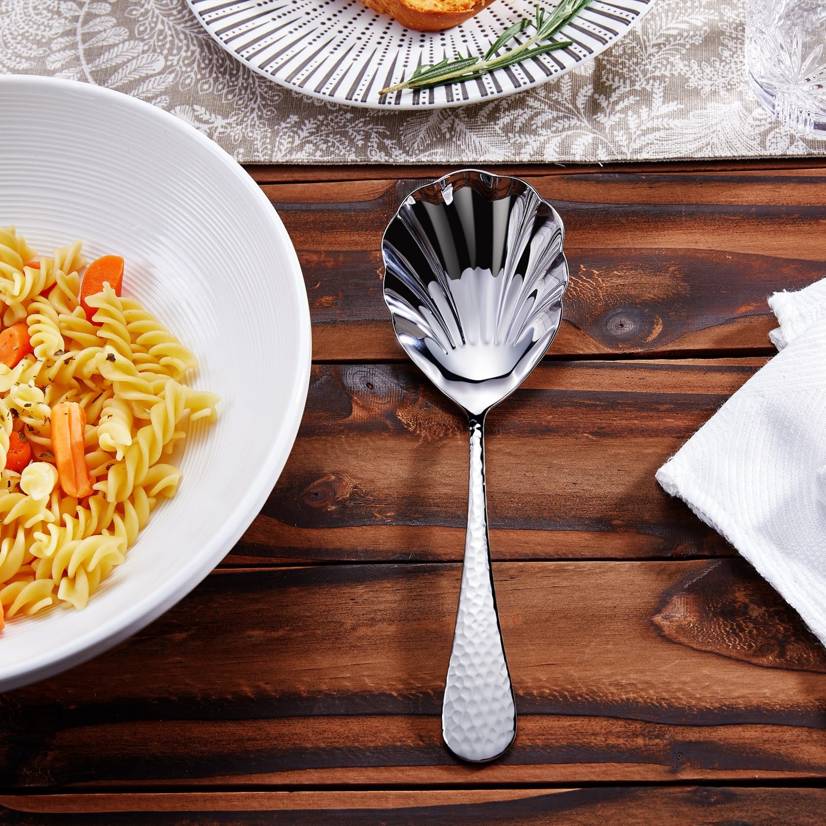 Keawell Premium 8.5'' Hammered Vegetable Spoon - 18/10 Stainless Steel - Exquisite Blend Of Elegance And Functionality - Dishwas