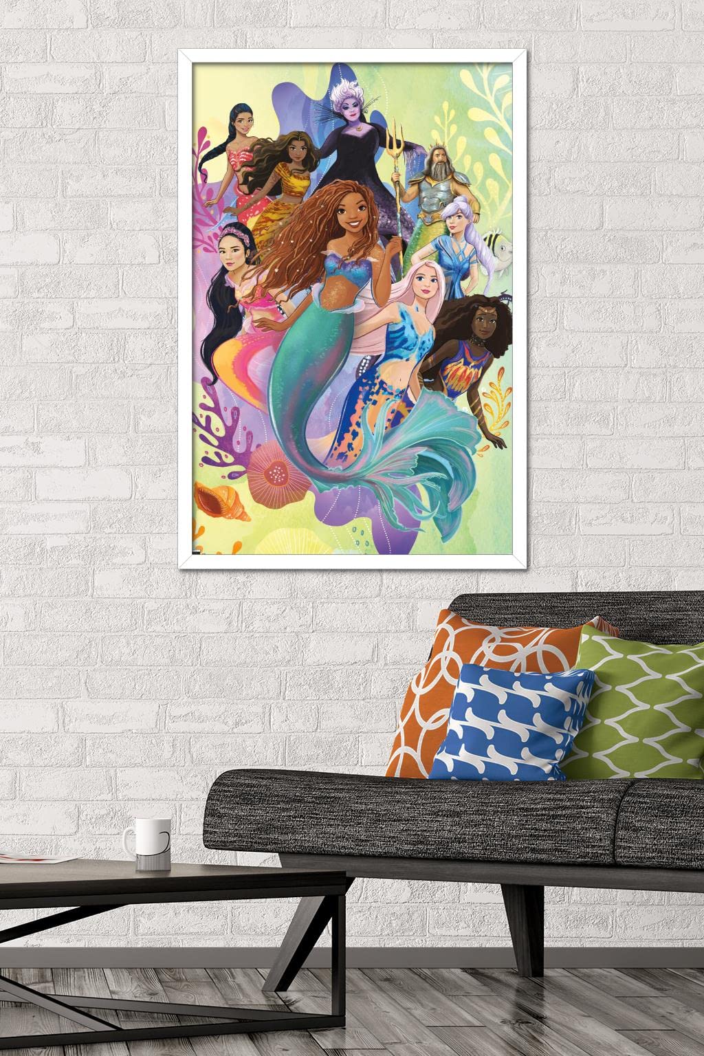 Trends International Disney Little Mermaid - Group Wall Poster, 22.37'' X 34.00'', White Framed Version