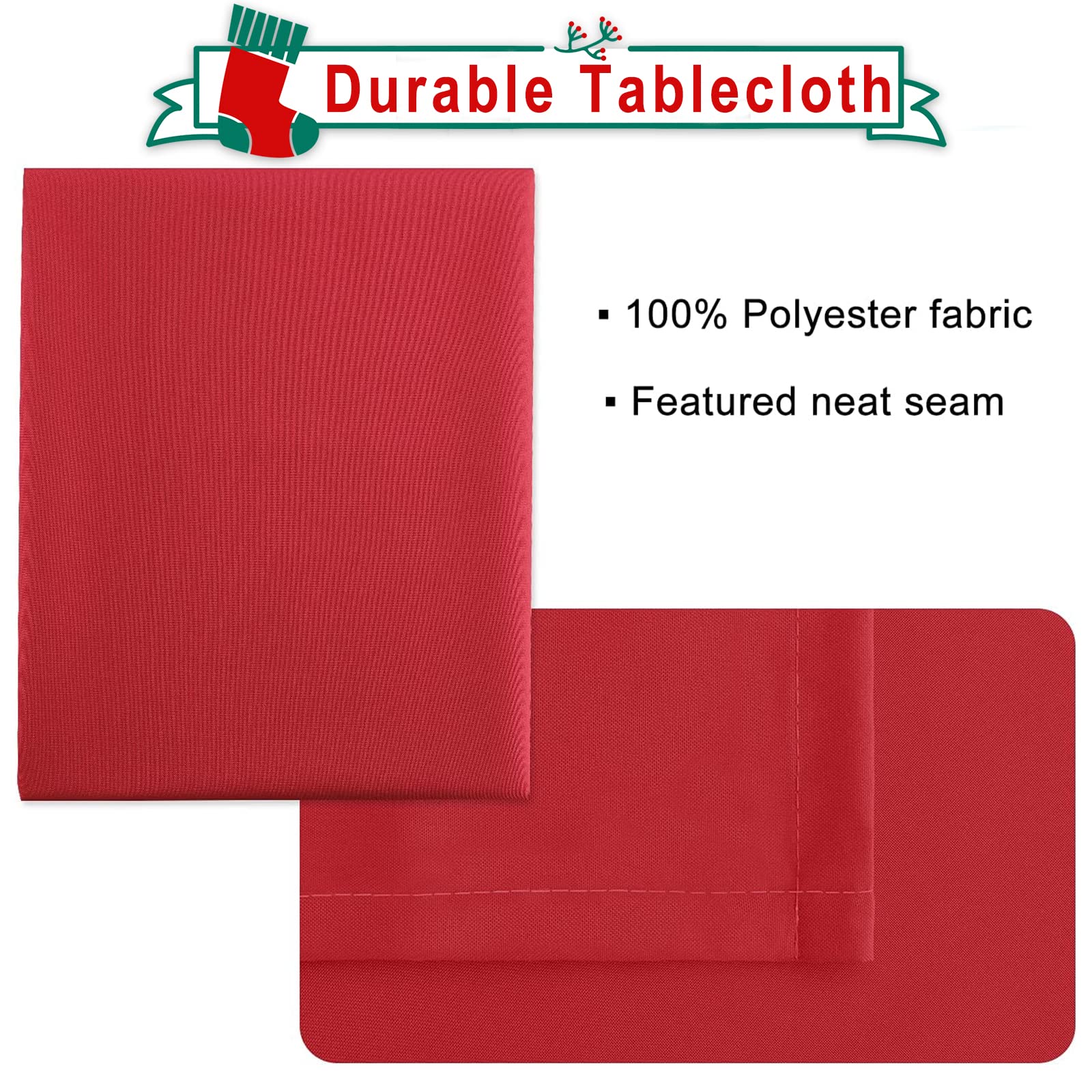 Hiasan Red Rectangle Tablecloth - Waterproof Spillproof And Wrinkle Resistant Washable Polyester Christmas Table Cloth For Dinin