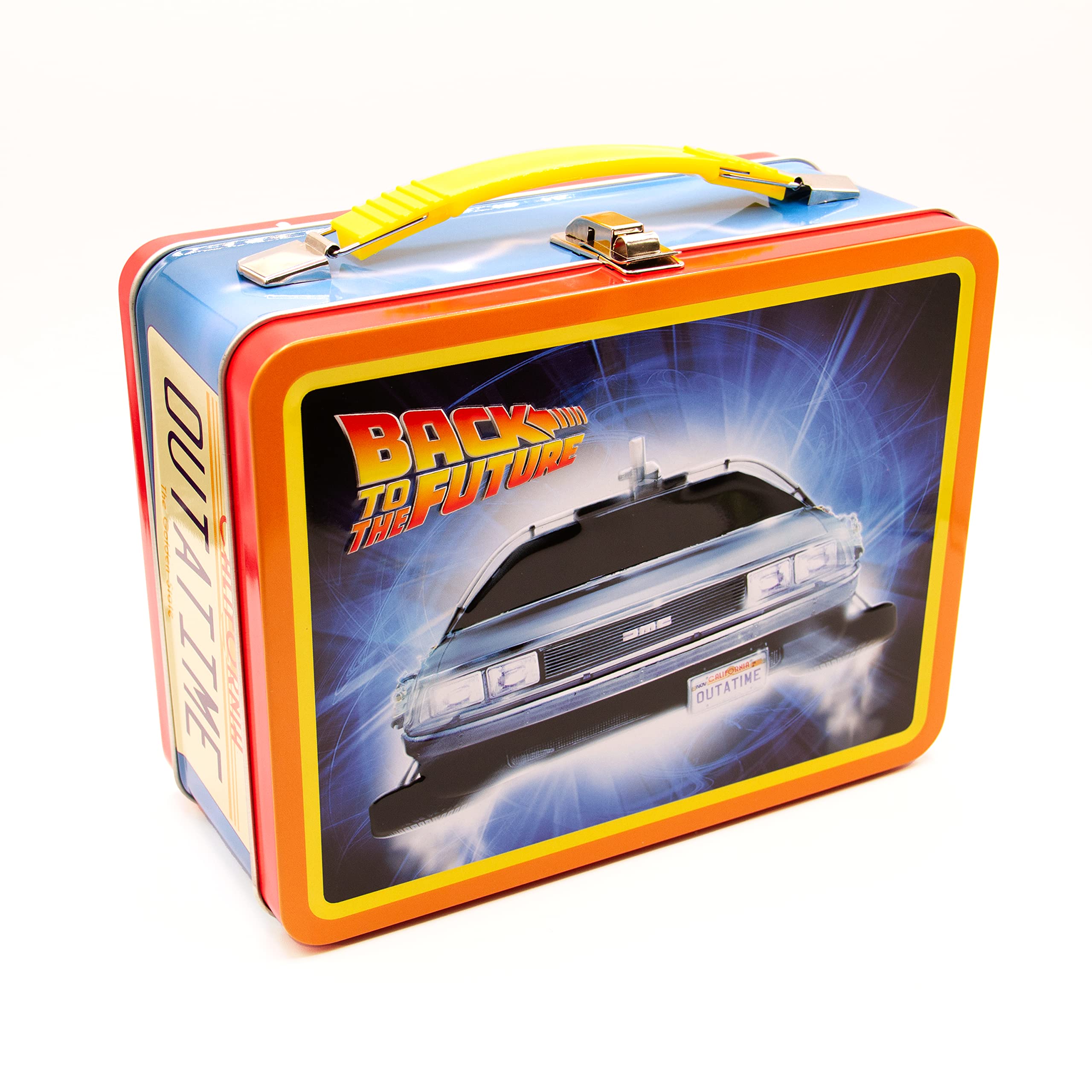 Aquarius Back To The Future Gen 2 Fun Box - Sturdy Tin Storage Box With Plastic Handle & Embossed Front Cover - Officially Licen