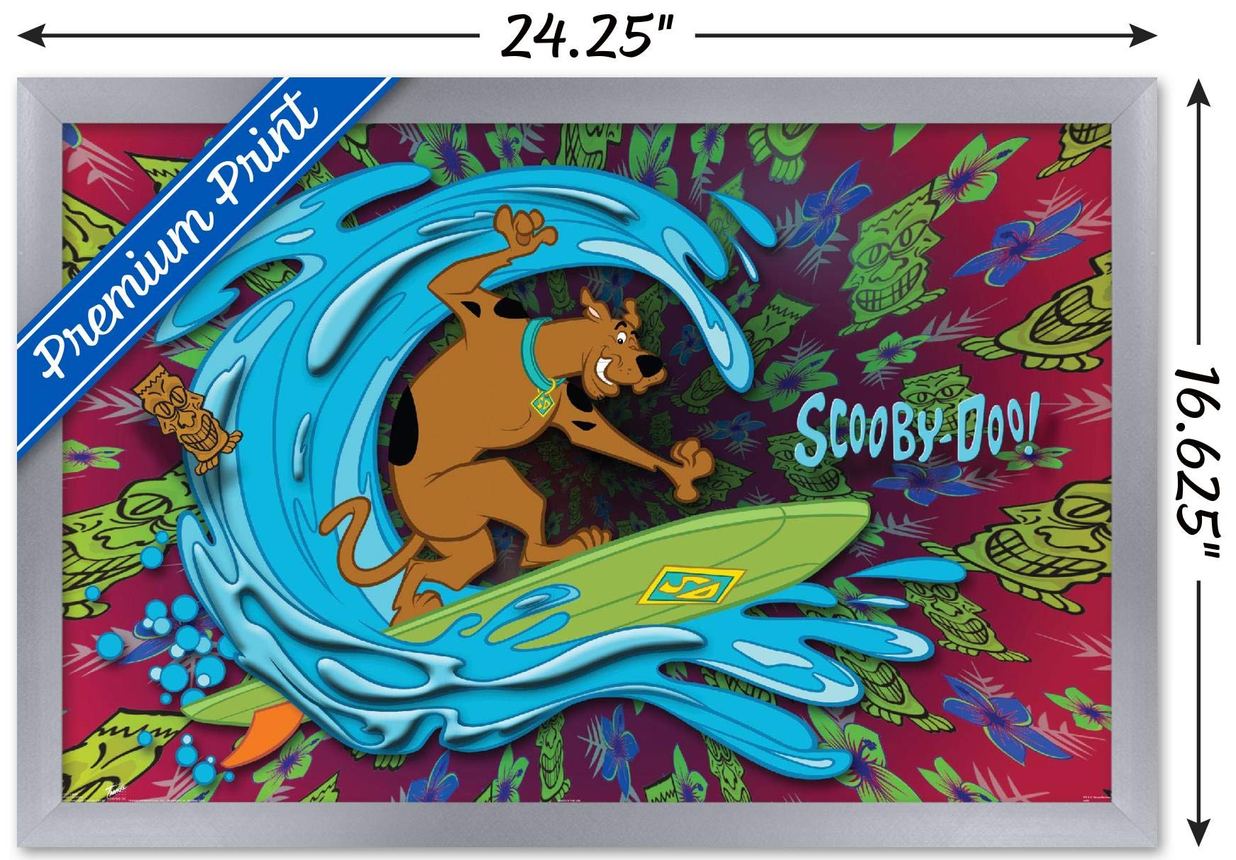 Trends International Scooby-Doo - Surf Wall Poster, 14.725'' X 22.375'', Silver Framed Version