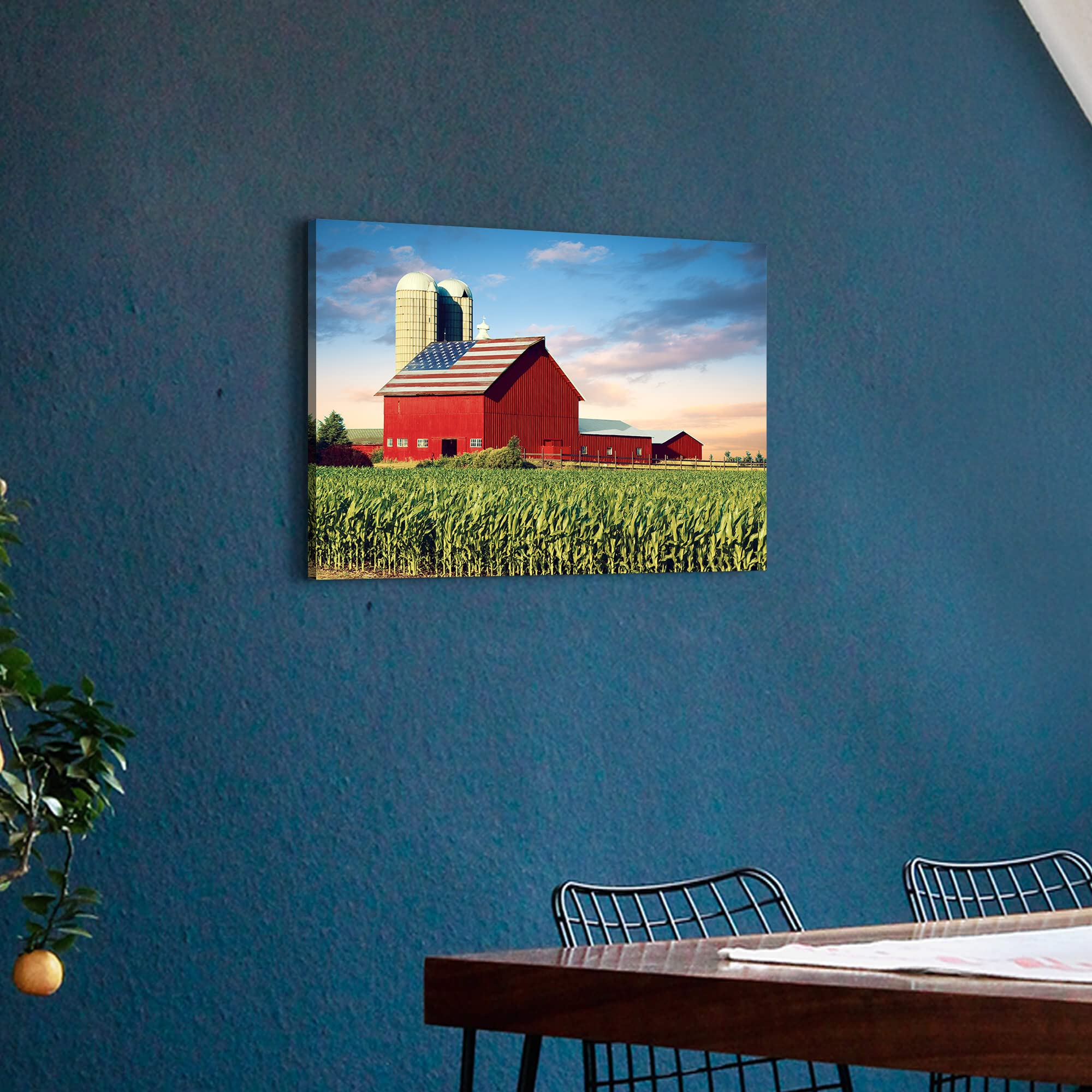 Sd Soft Dance Farm Canvas Wall Art Decor: Farmhouse Scenic Artwork Rustic Barn Landscape Sunrise Painting Pictures For Living Ro