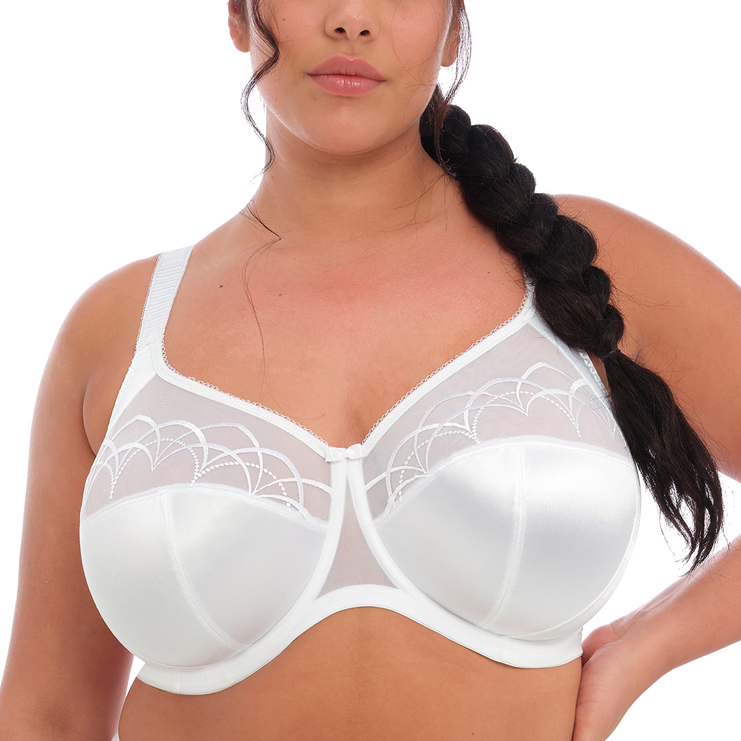 Elomi Womens Plus-Size Cate Underwire Full Cup Banded Bra,White,40J Uk40M Us