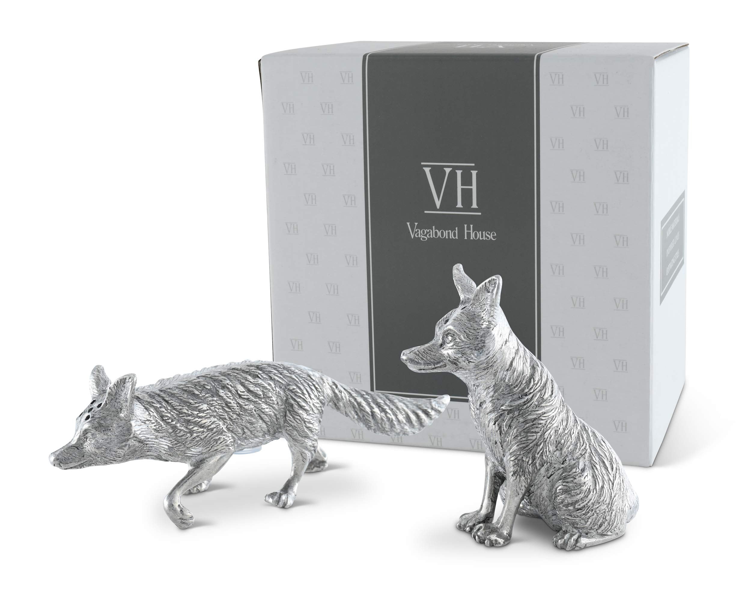 Vagabond House Pewter Foxes Hunting Salt & Pepper Shaker Set 2.5 Inch Tall