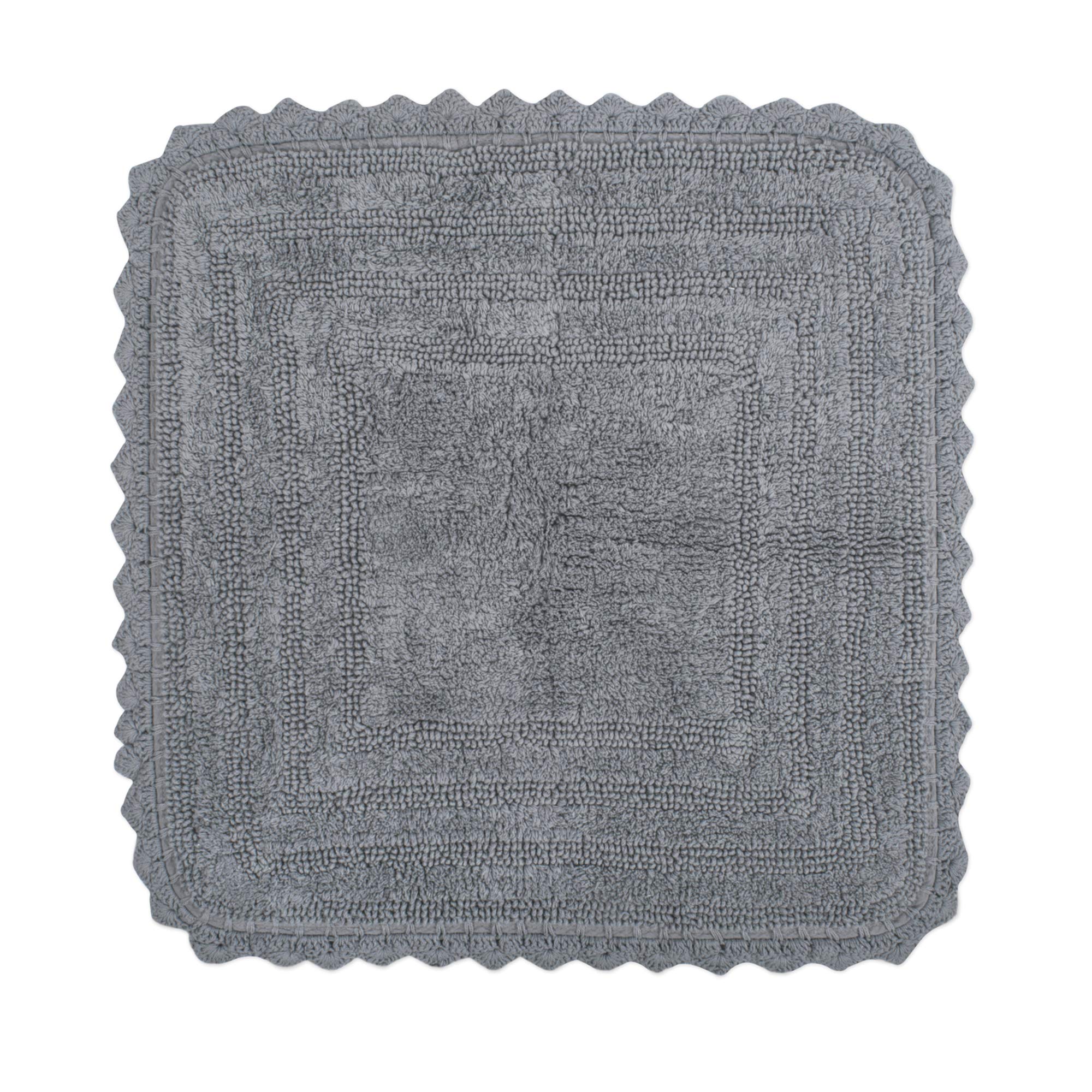 Dii Crochet Collection Reversible Bath Mat, Square, 24X24, Gray