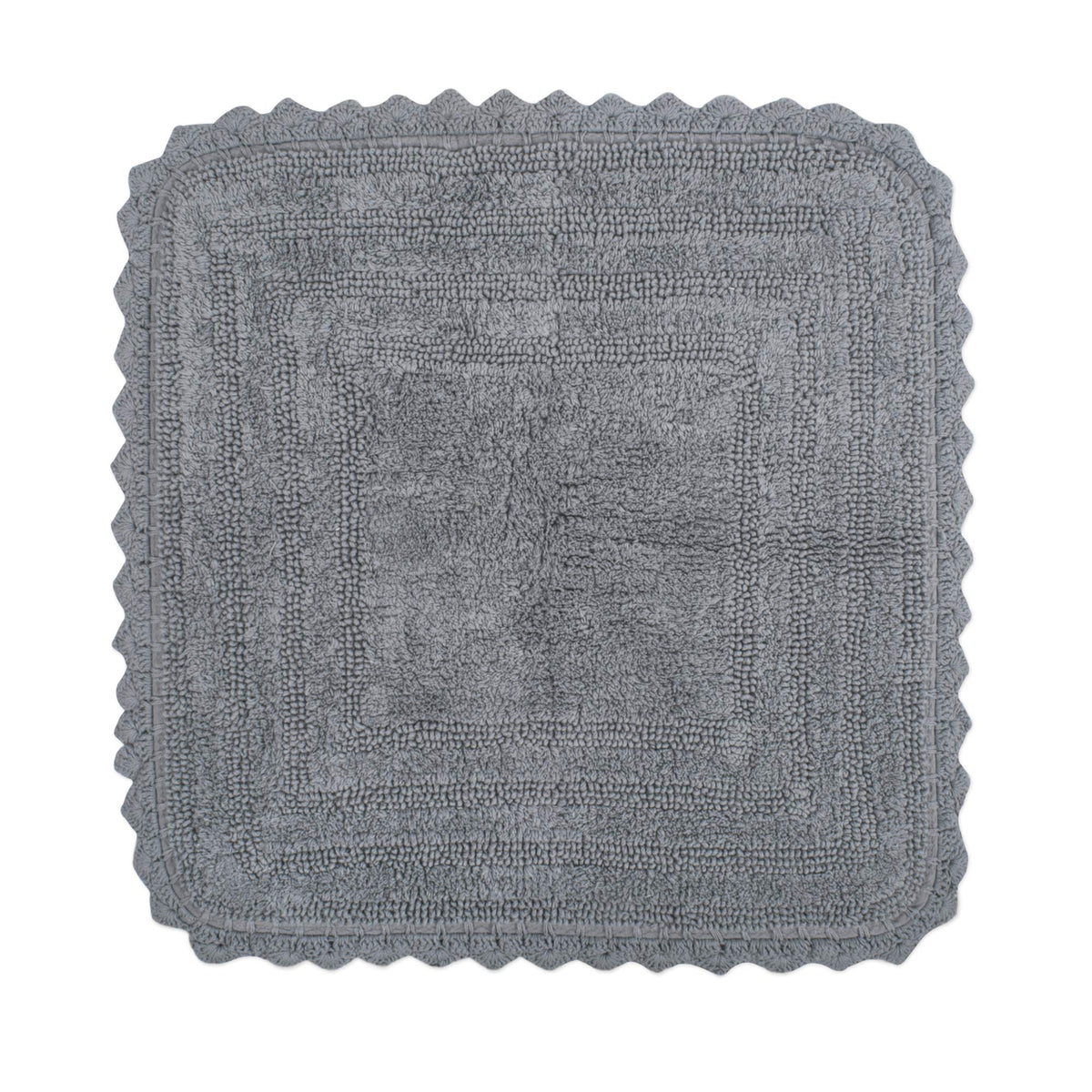 Dii Crochet Collection Reversible Bath Mat, Square, 24X24, Gray