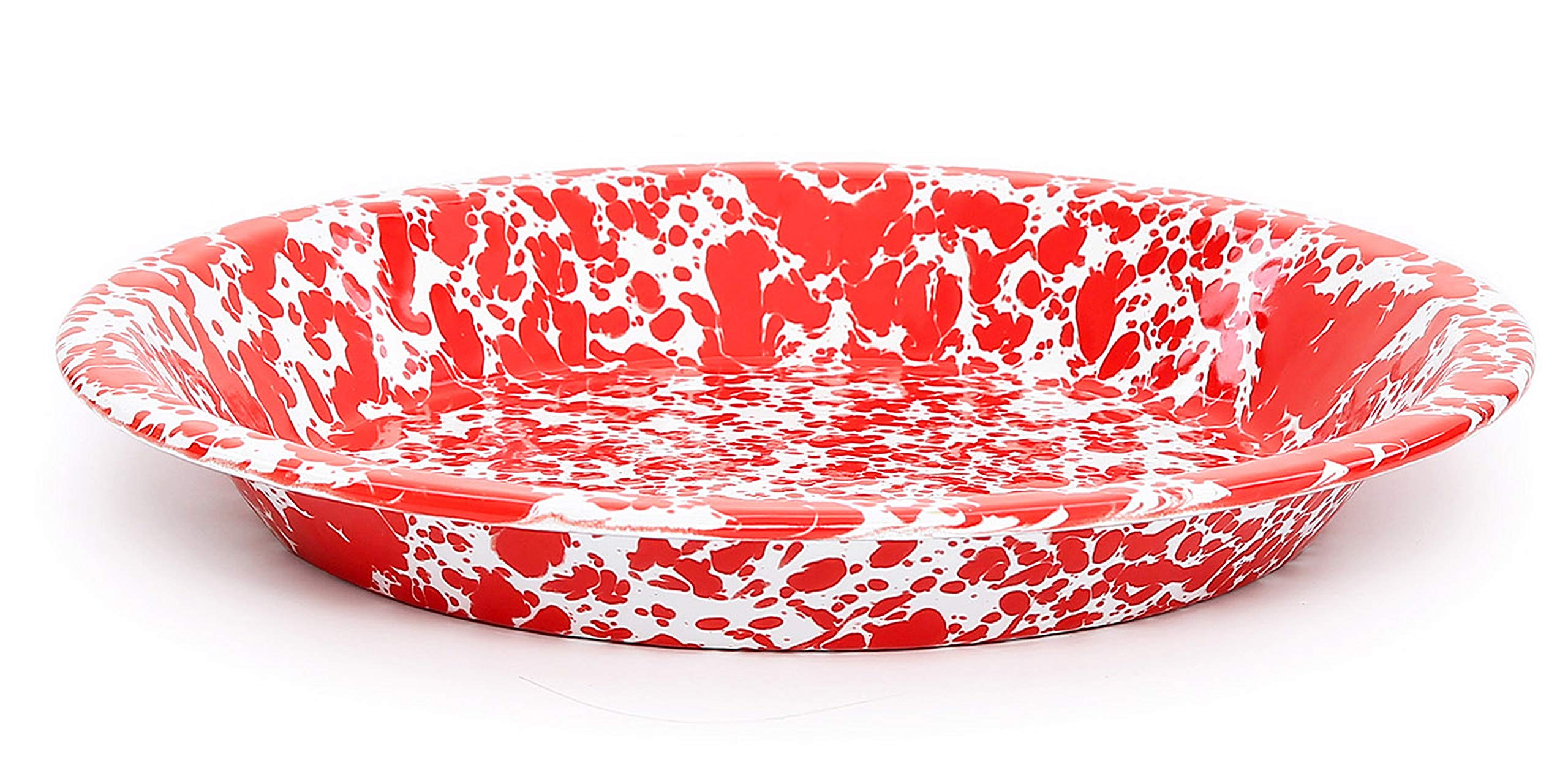Crow Canyon Home Enamelware Pie Plate, 10 inch, Red/White Splatter