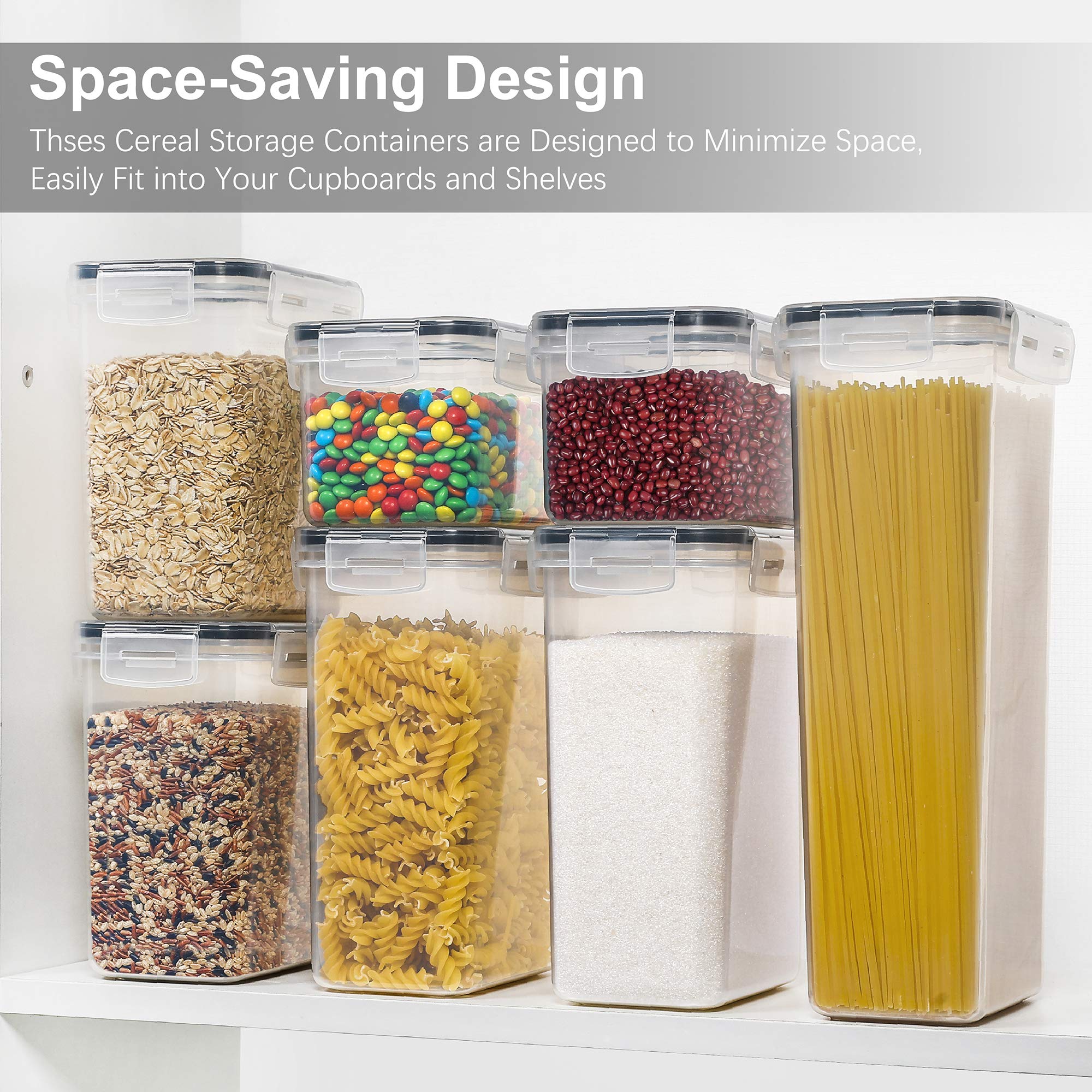 PANTRYSTAR Airtight Food Storage Containers With Lids  7 PCS BPA Free Kitchen Storage Containers for Spaghetti  Pasta  Dry Food Flour and Sugar  Plastic Canisters for Pantry Organization and Storage