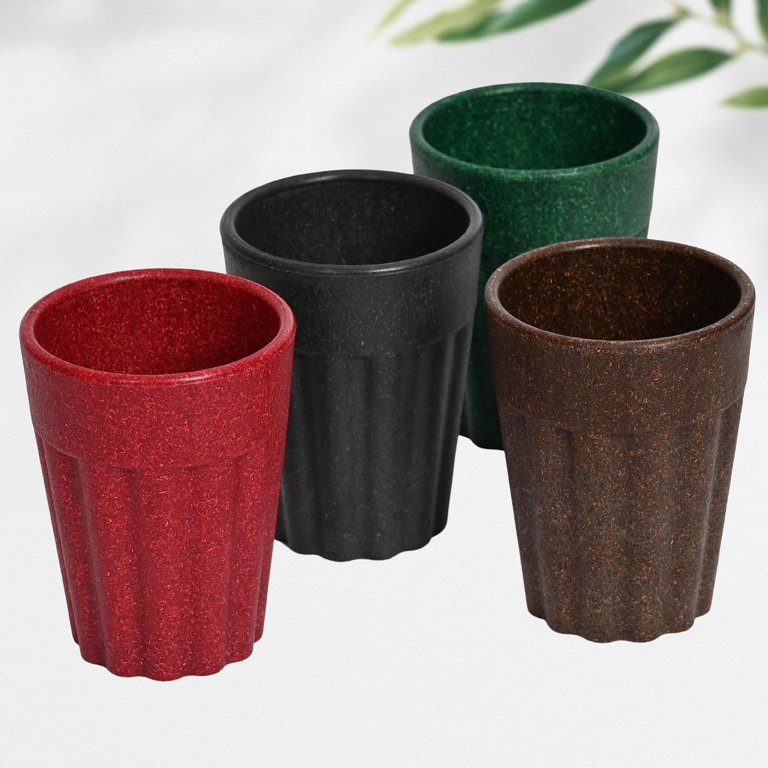 Eha Set Of 4 EarthFriendly Cutting Chai Cups | 100 Ml | Coffee Cup Made With Rice Husk & Bamboo Fibers | Microwave Safe Tea Set