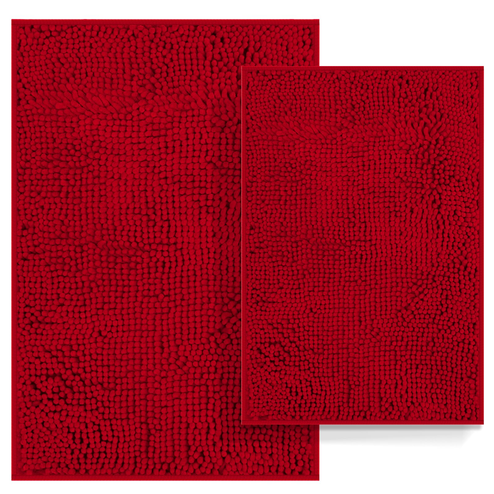Rug Mat, 24X16+20X32, Luxury Chenille Shaggy Microfiber Bath Rugs Set, Bathroom Rugs Non-Slip Washable, Extra Soft & Thick, Ultr