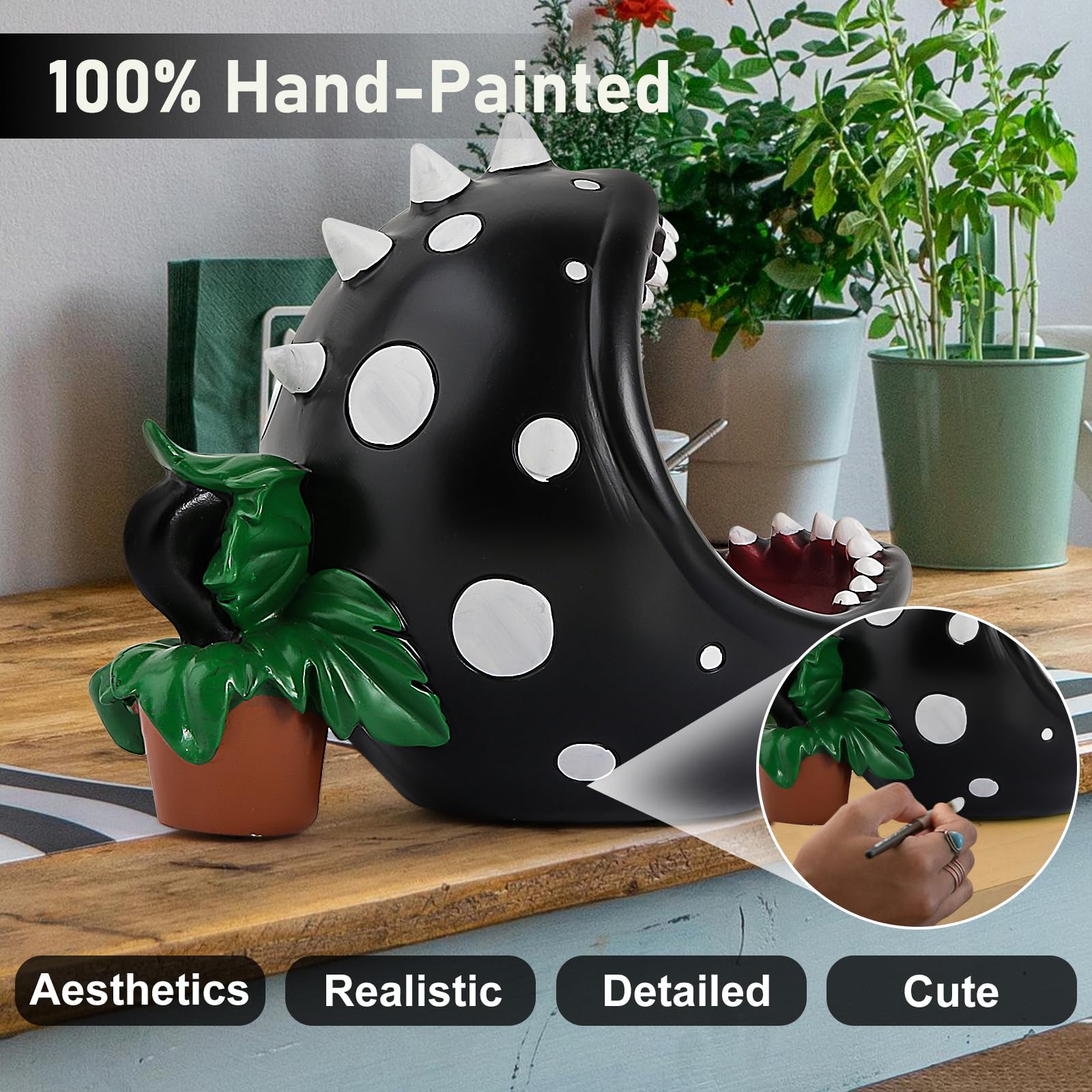 ehuoyan Piranha Plant Large Candy Bowl For Candy Dish Key Bowl Decorative Bowl Home Decorations Indoor Big Mouth Plant (Silver,