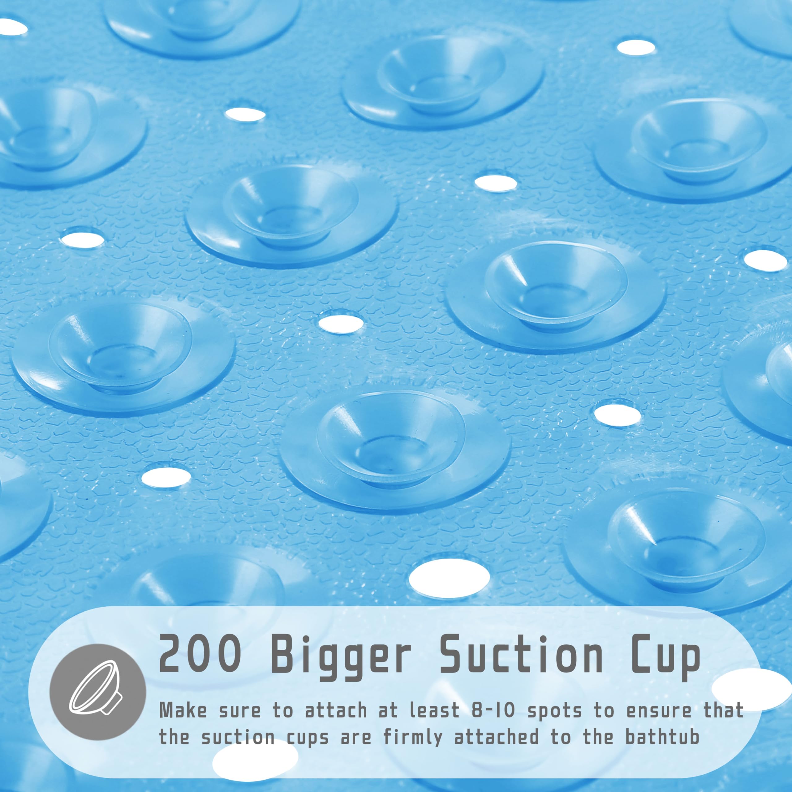 Yimobra Original Bath Tub Shower Mat Extra Long 16 x 40 Inch  Non-Slip with Drain Holes  Suction Cups  Phthalate Free  Latex Free  BPA Free and Machine Washable Large  Bathroom Mats  Clear Blue
