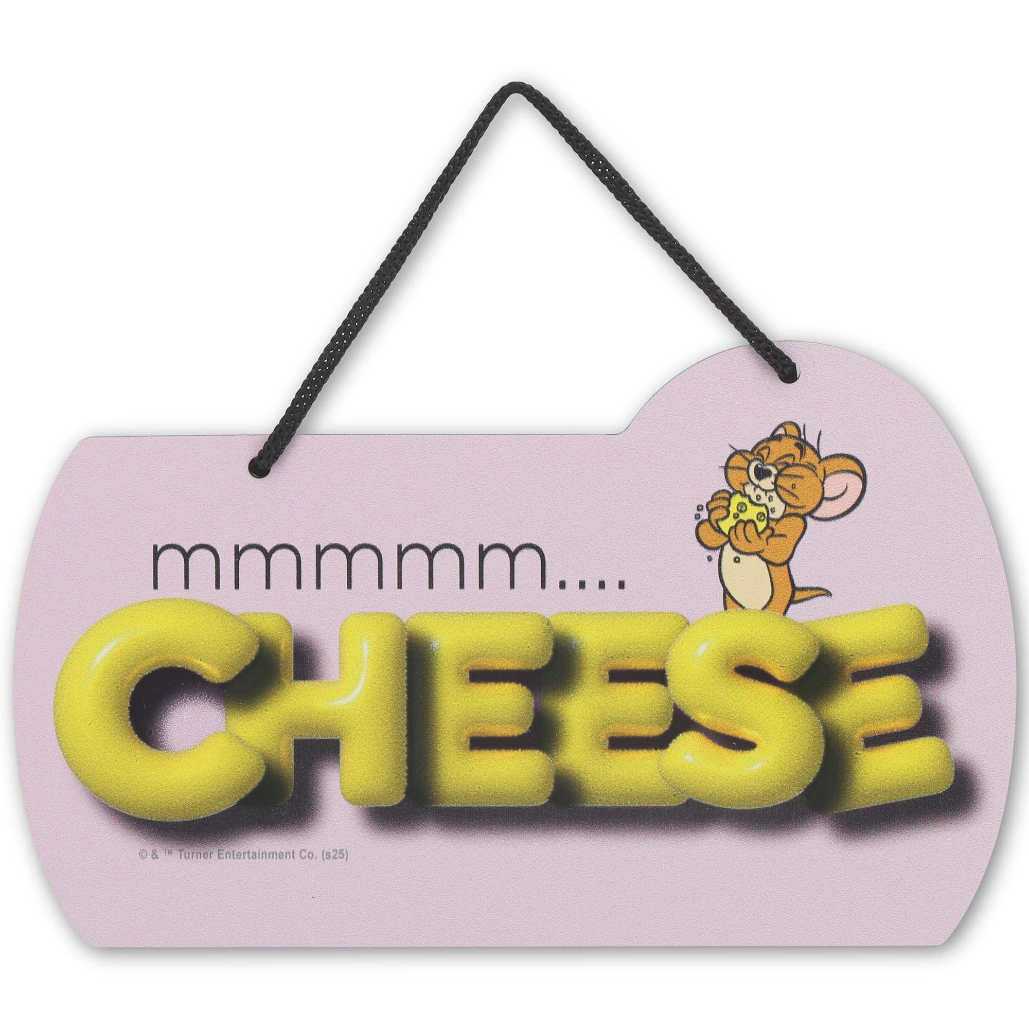 Tom and Jerry Mmmmm Cheese Hanging Metal Wall Decor - Fun Tom and Jerry Sign for Kitchen or Dining Room