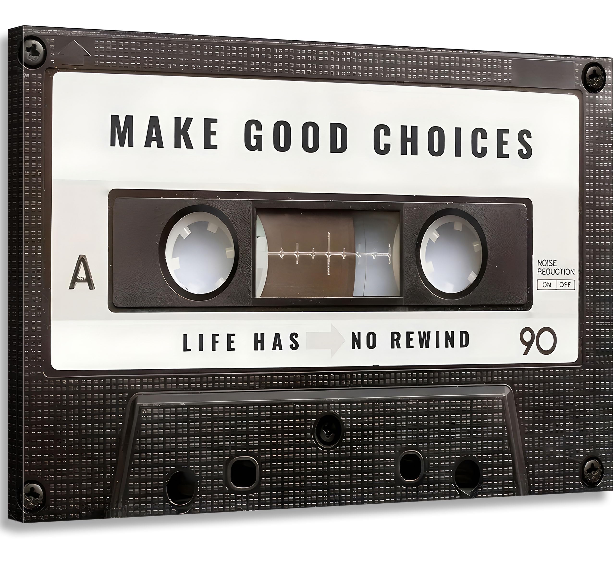 Retro Cassette Tape Canvas Wall Art Inspirational Quote Poster Print (Canvas, 24X36In)