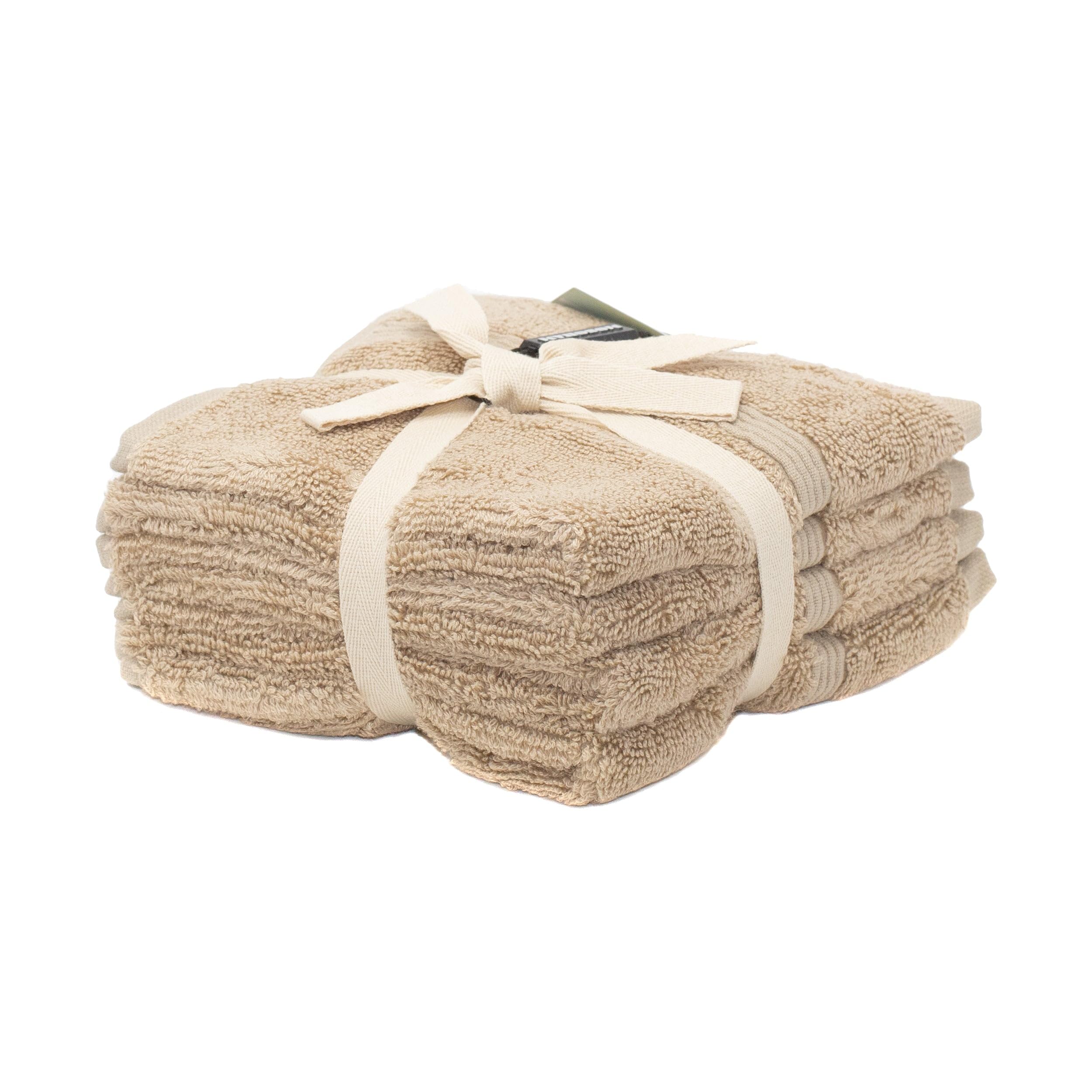 Mosobam 700 GSM Hotel Luxury Washcloths 13X13  Set of 4  Light Taupe  Turkish Baby Bath Towel  Face Washcloth  Viscose Made from Bamboo - Turkish Cotton
