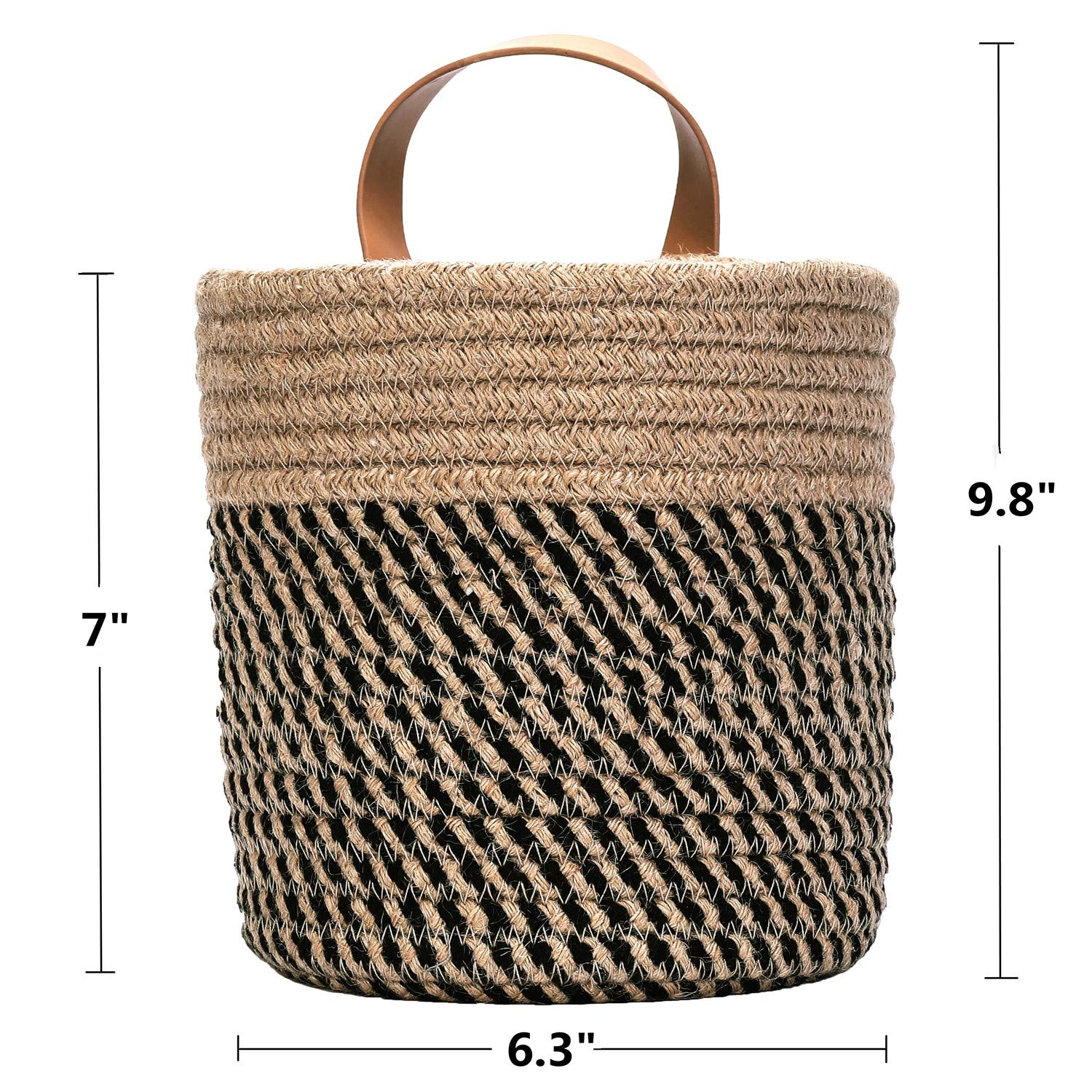 Wall Hanging Storage Baskets - Small Cotton Rope Woven Closet Storage Bins-Shelf Basket Organizer for Plants  Towels Toys - 6.3'' x 7'' (Jute)