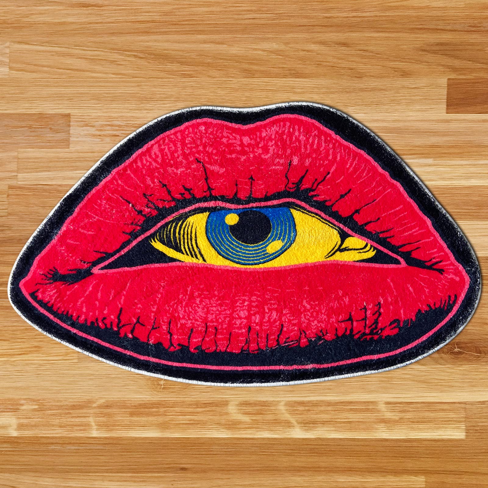 VBFGRT Interesting Red Lip Devil Eye Shape Plush Rugs Lovely Bedroom Comfortable Home Decoration Door Mat Cartoon Bathroom Absorbent Bath Mat Indoor Carpet Kitchen Non-Slip Mats  31.5x19.5