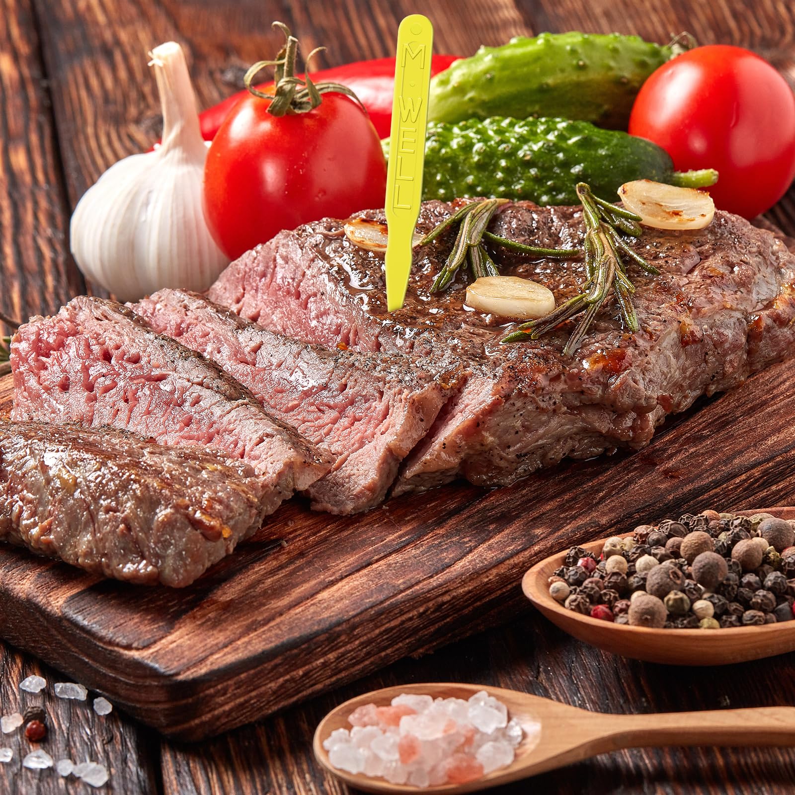 Kigley 2000 Pcs 3 Inch Plastic Steak Markers Colorful Plastic Meat Doneness Picks Steak Temperature Sticks Rare, Medium Rare, Me