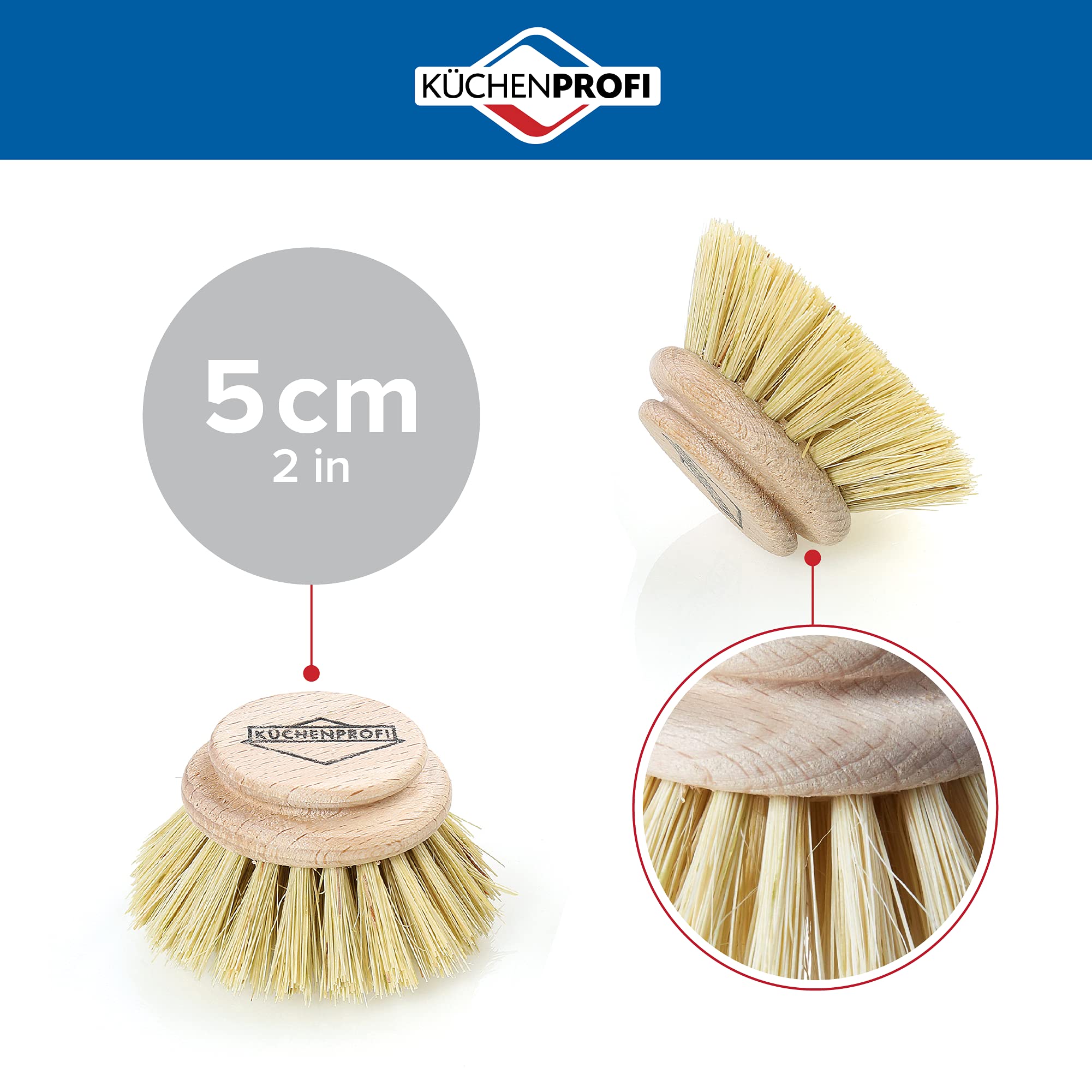 Kchenprofi 2-Pack Replacement Brush Refill For Classic Dish Washing Brush