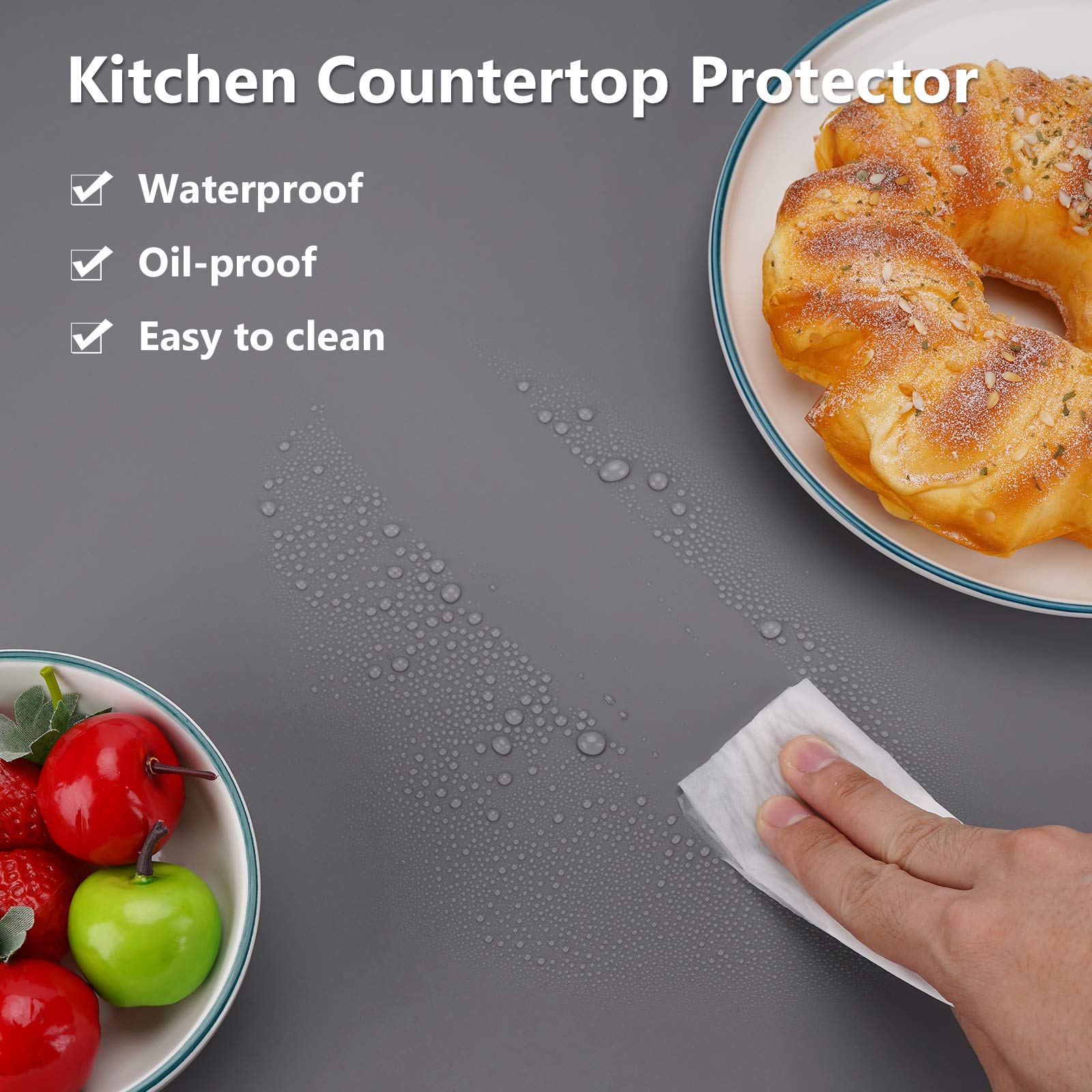 Gartful Silicone Mats For Kitchen Counter, Large Silicone Countertop Protector 25'' By 17'', Nonskid Heat Resistant Desk Saver P