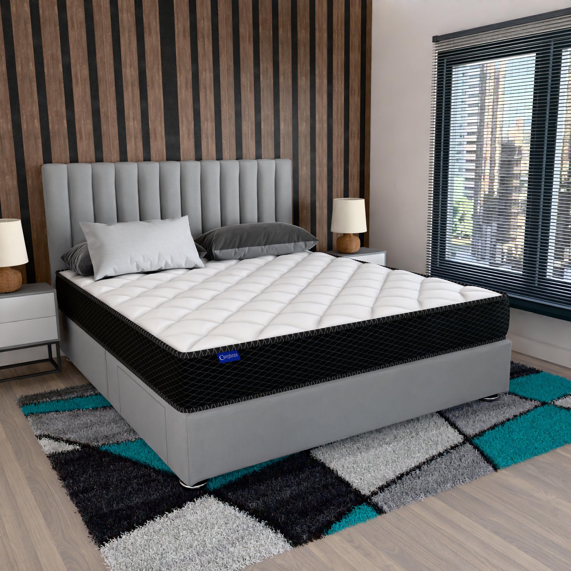 Comforto 8 Inch Pocket Spring Queen Size Mattress (78x60x8 Inch, Pocket Spring) | Medium Firm Gadda | 5Zone Motion Isolation Te