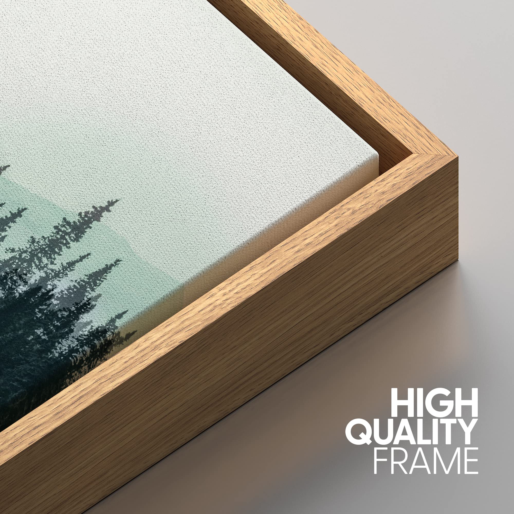 Nwt Framed Canvas Print Wall Art Set Teal Mountain Range Lake Forest Landscape Nature Wilderness Photography Modern Art Rustic S