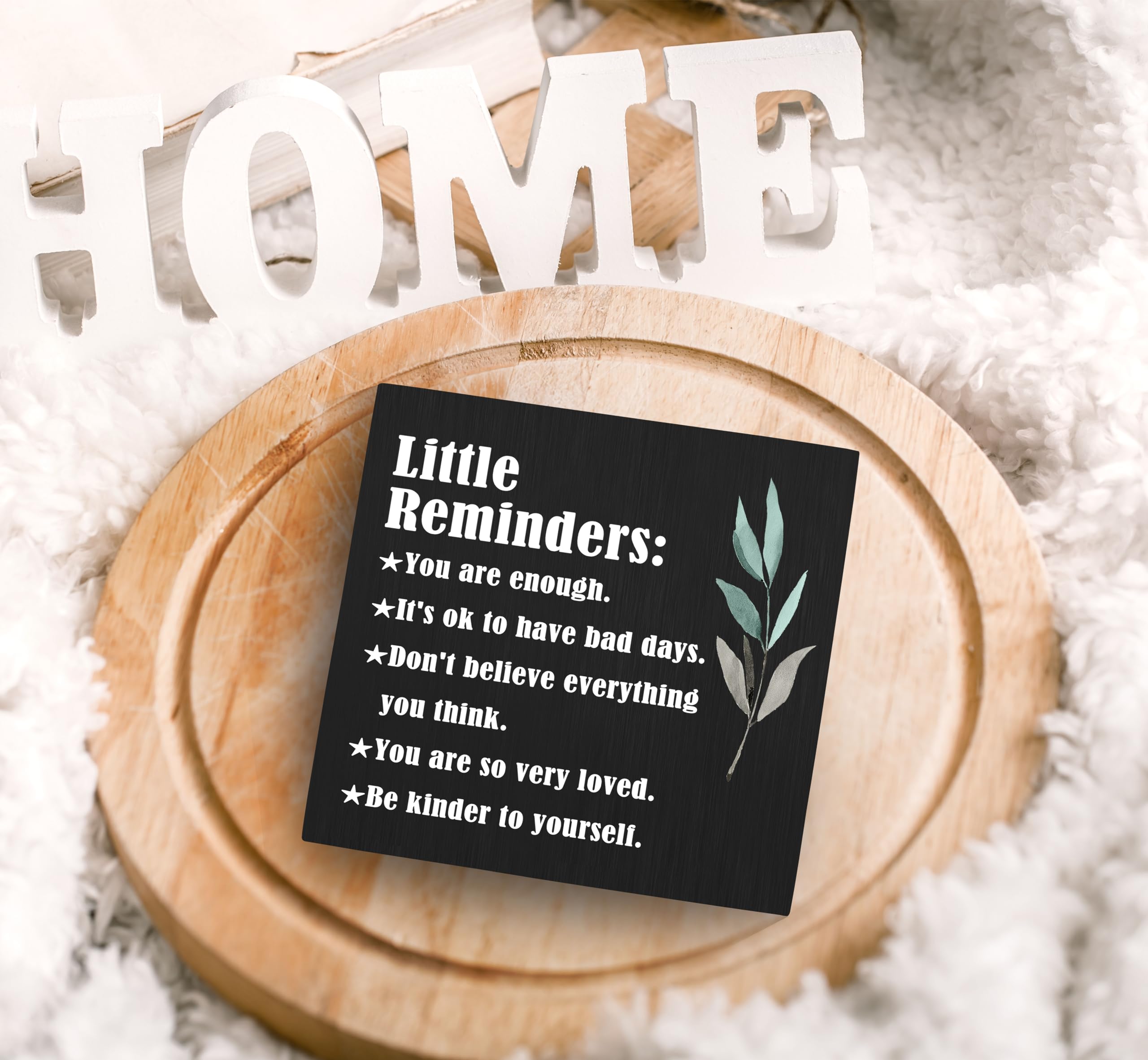 SRADMO Inspirational Little Reminders Wood Box Sign Desk Decor, Inspirational Desk Decor, College Motivational Positive Affirmat