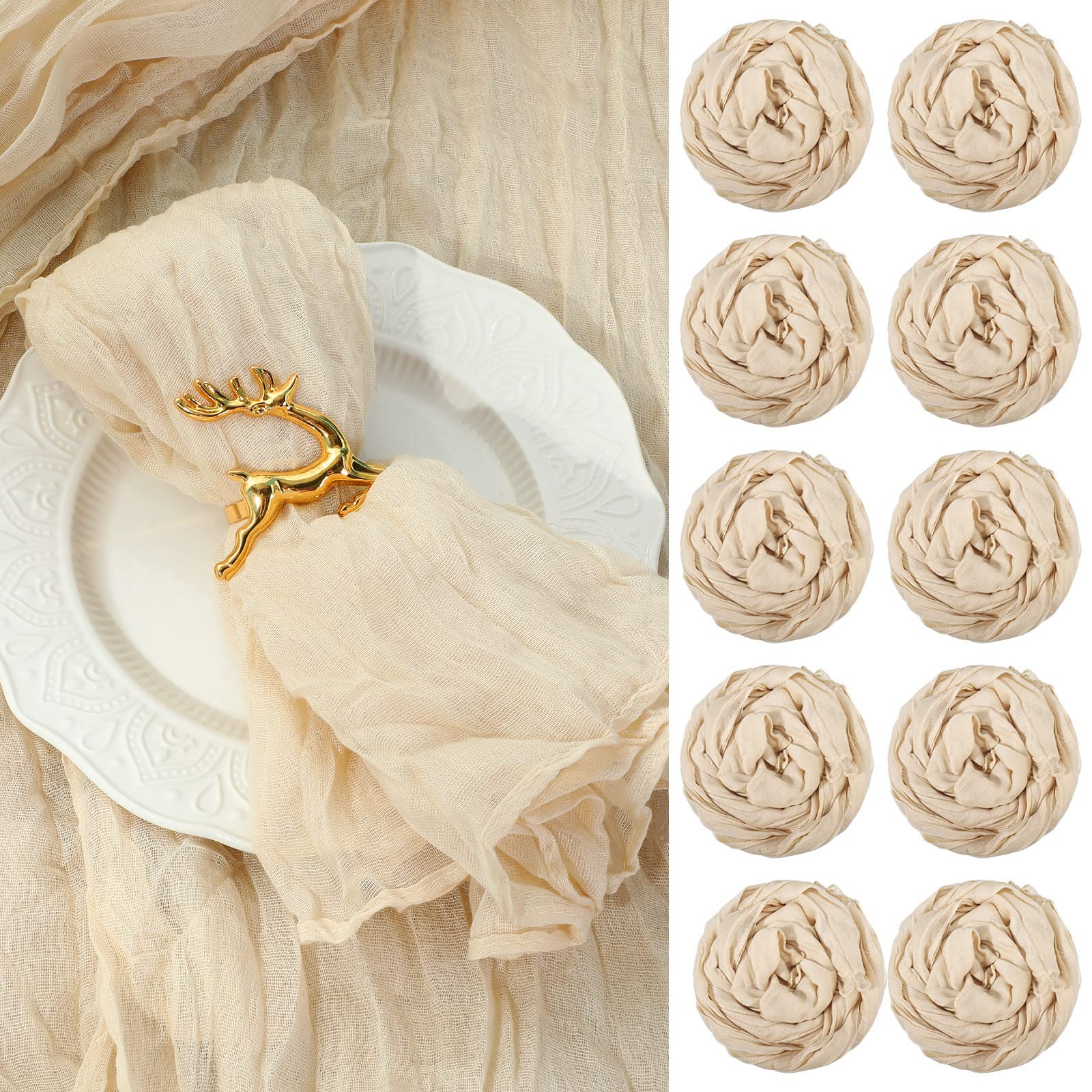 100 Pieces Gauze Cheesecloth Napkins 19.7 X 19.7 Inch Dinner Cloth Napkins With Wrinkled Decorative Cloth Napkins For Home Weddi