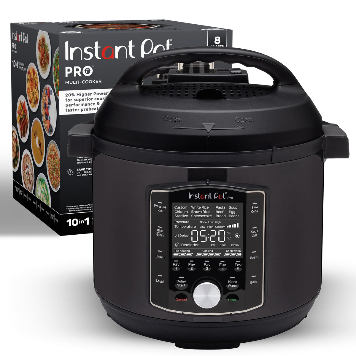 Instant Pot Pro (8 Qt) 10-In-1 Pressure Cooker, Slow Cooker, Rice/Grain Cooker, Steamer, Saut  , Sous Vide, Yogurt Maker, Steril