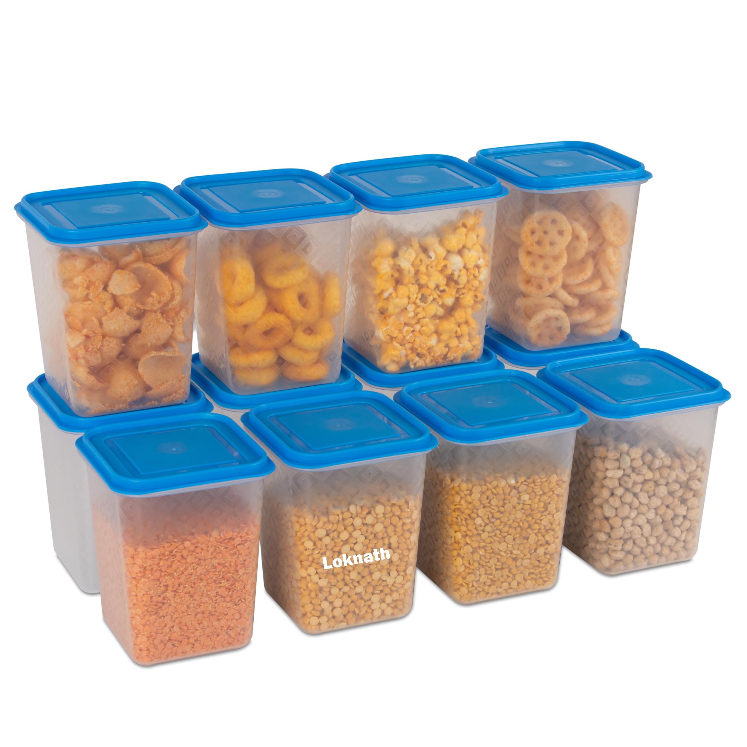 Loknath 1 Liter Kitchen Storage Boxes Set 1000 Ml (Set Of 12), Storage Container Set For Kitchen Plastic Storage Container Combo