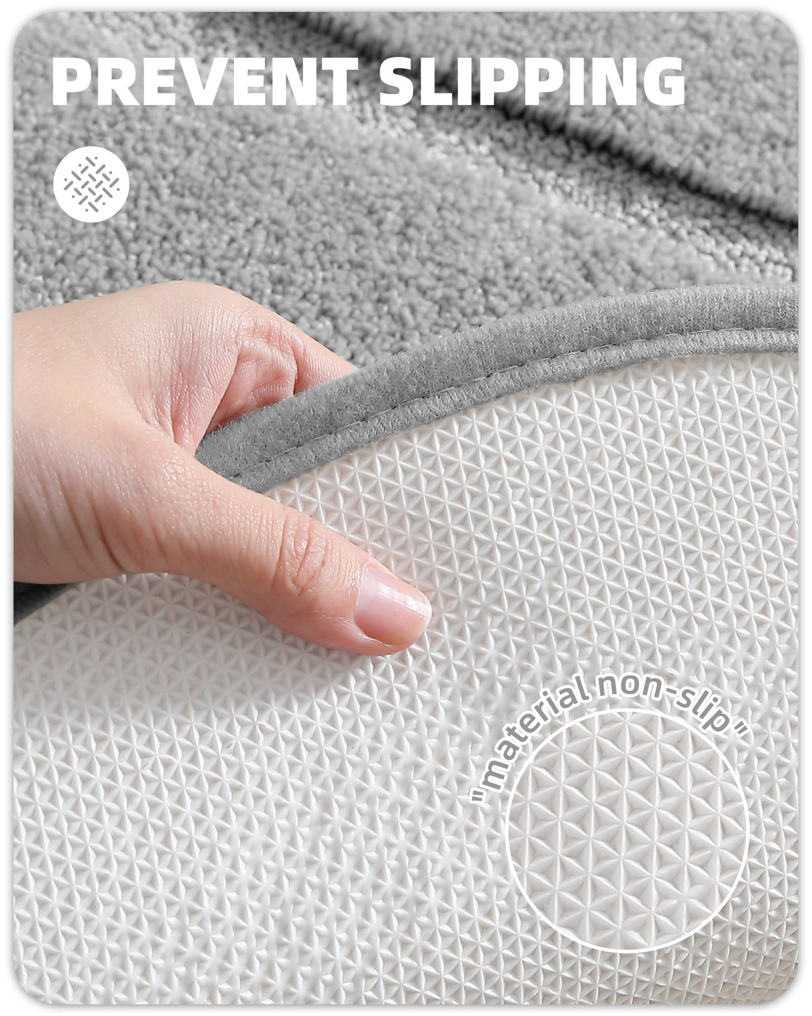 Color&Geometry Grey Bathroom Rugs, Non Slip, Absorbent, Soft, Washable, Thick Bath Mat, 24''X43'' Small Bath Rug Bath Mats For B