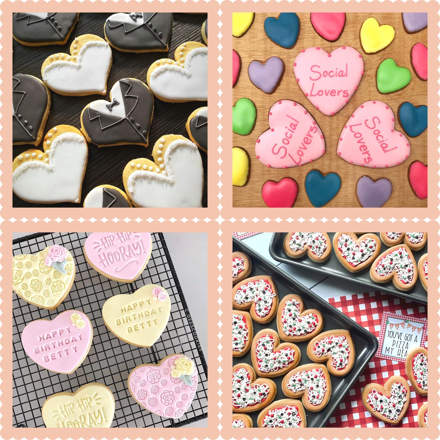 Kaishane Heart Cookie Cutter Set 6 Pieces Valentine'S Day Cookie Cutters Wedding Birthday Biscuit Cutters For Baking