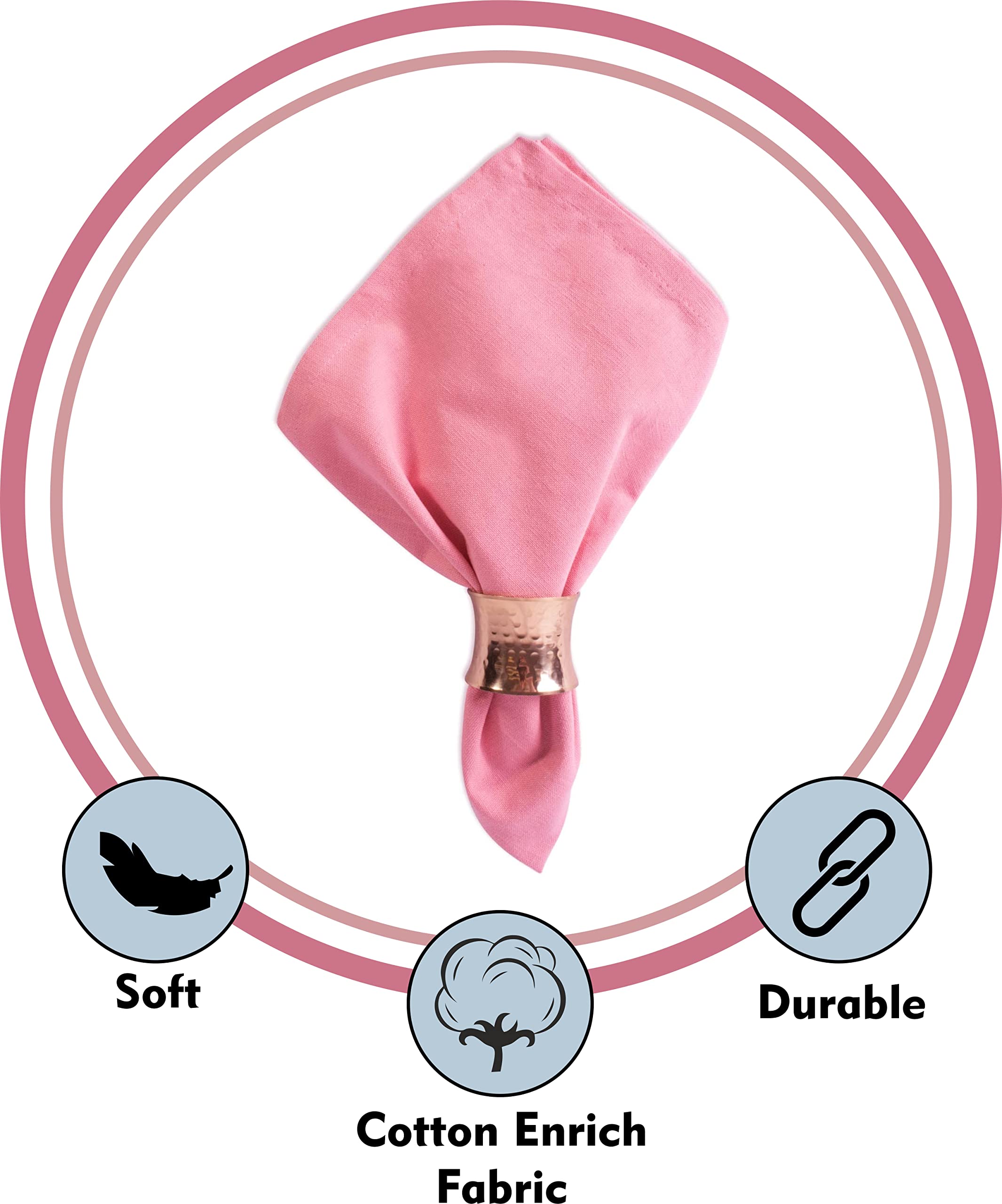 Linen Clubs 12 Pack Cotton Dinner Napkins With Hemstitched Detailing - 20X20 Baby Pink