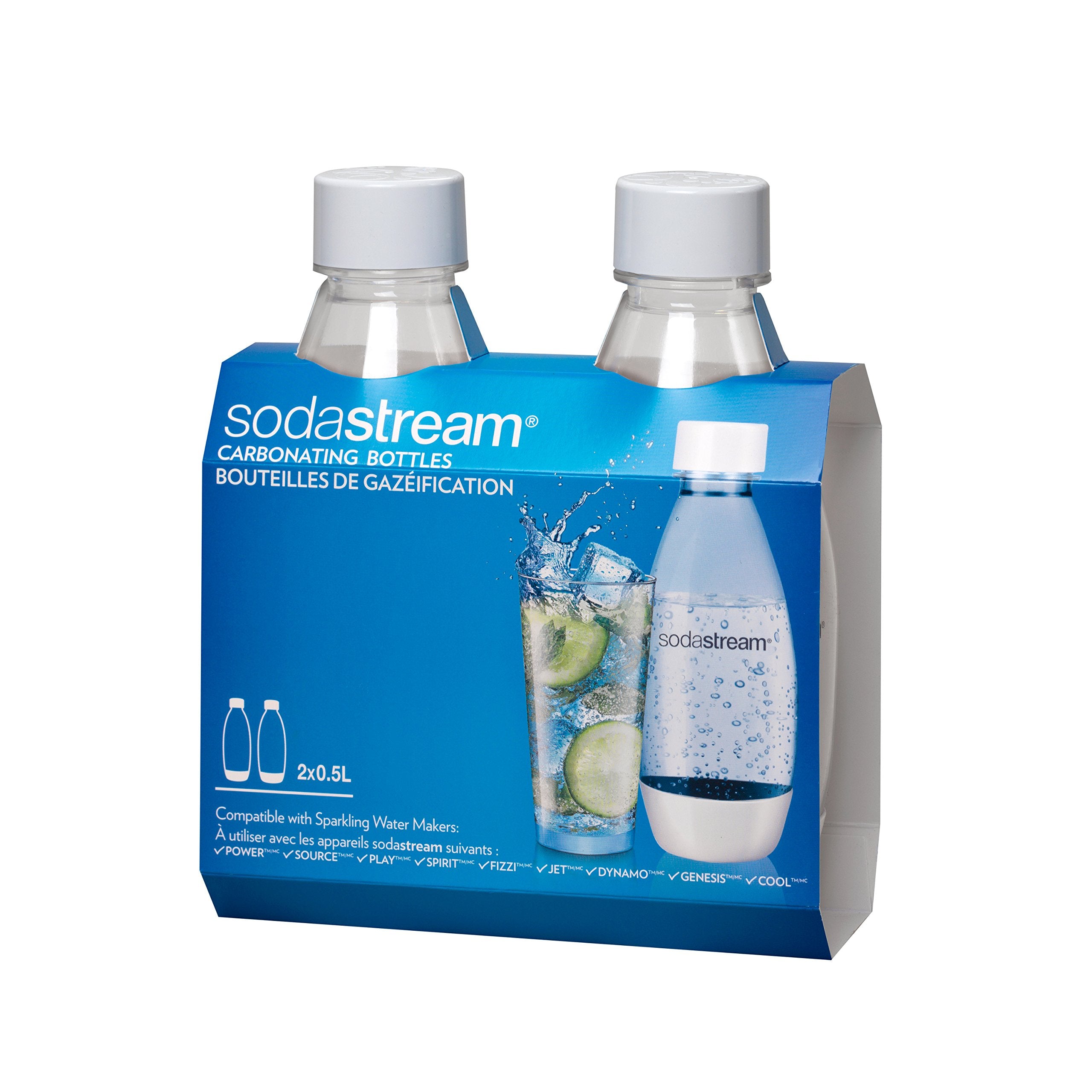 Sodastream .5L Slim White Carbonating Bottles Twin Pack