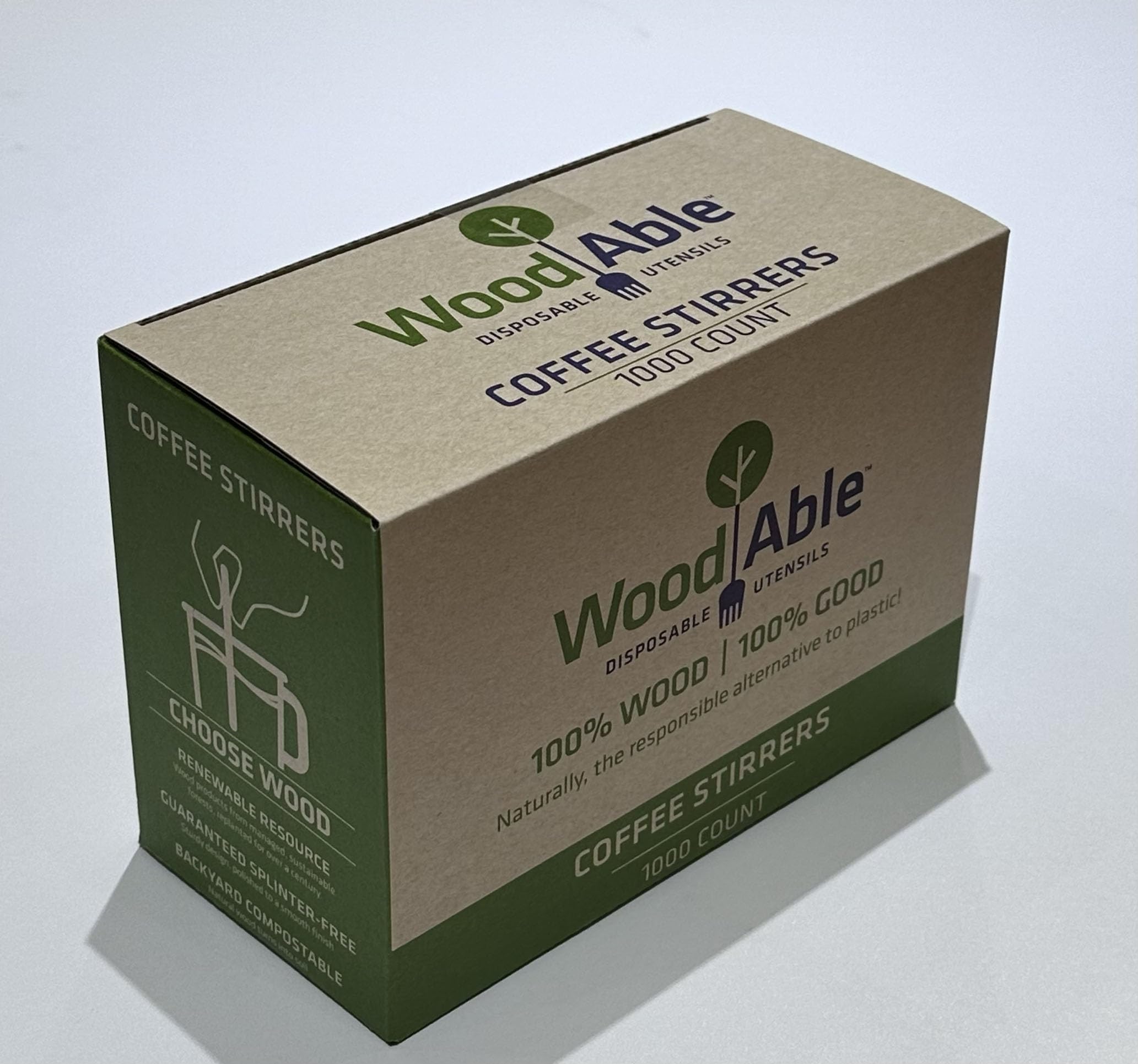 Woodable 5.5 Inch Wooden Coffee Stirrers, 1000 Count, Disposable & Compostable Wood Coffee Stick Stirrers | Eco-Friendly, Sustai