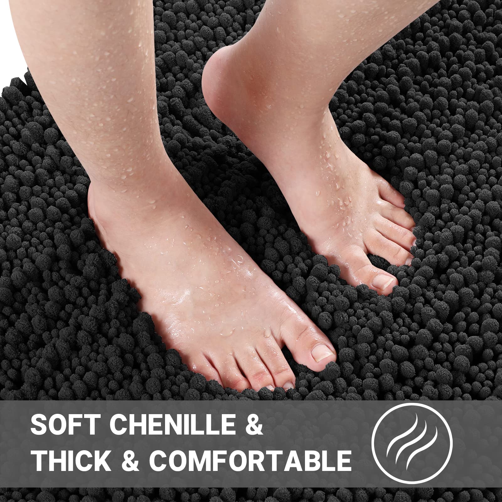 Yimobra Bathroom Rugs Sets 2 Piece, Luxury Fluffy Chenille Toilet Rugs U Shaped For Bathroom, Soft Comfortable Non Slip Bath Rug