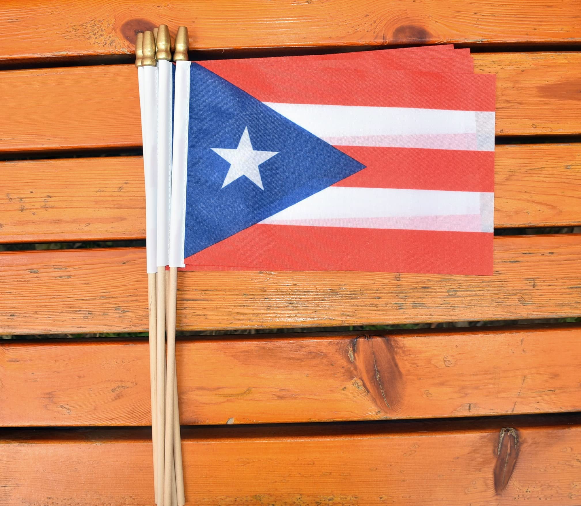 Ckexin 25Pack Small Puerto Rico Flag Handheld Mini Puerto Rican Flag On Stick 5X8 Inch