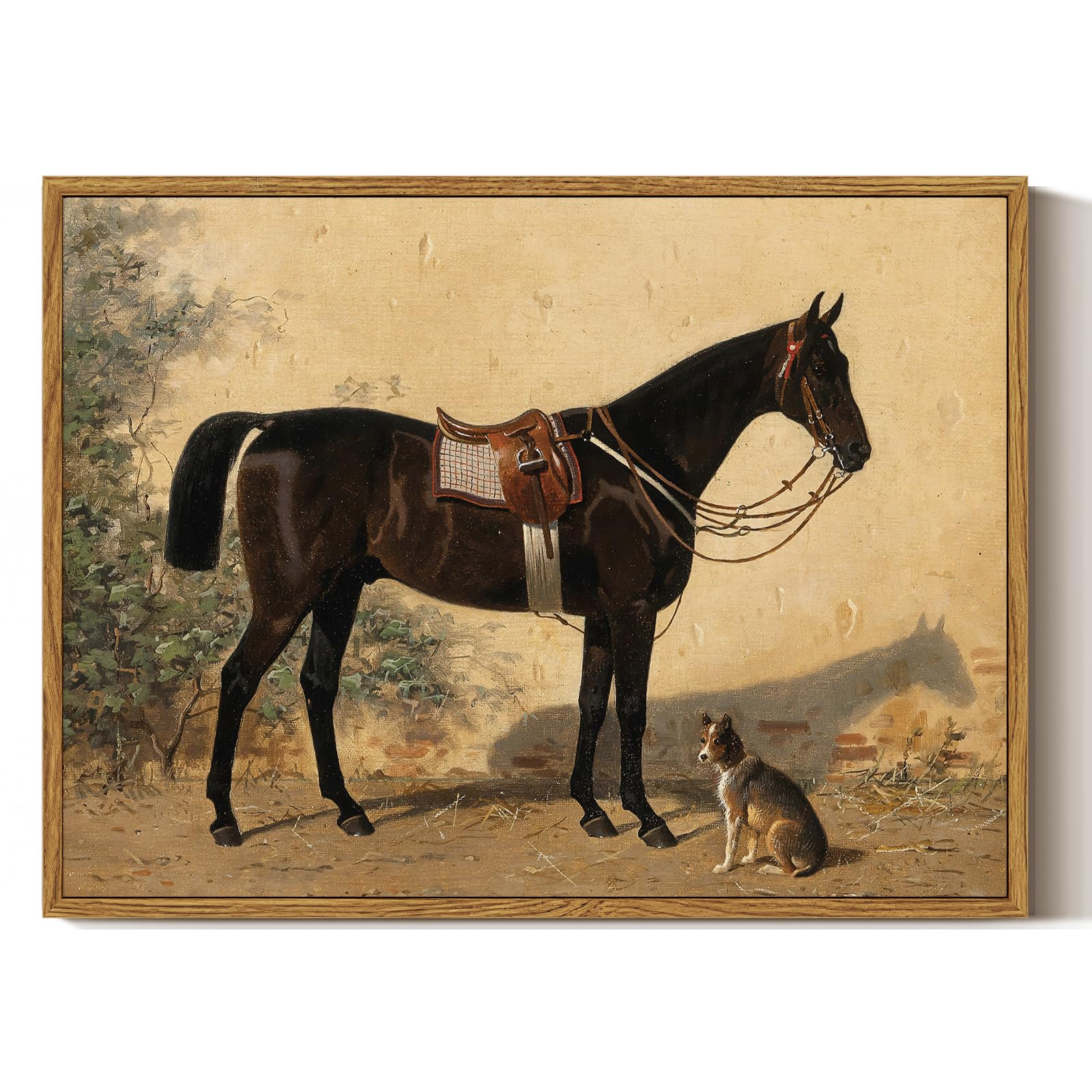 Arpeotcy Framed Canvas Horse Wall Art, Horse Art Print For Home Decor, Rustic Farmhouse Country Wall Decor For Living Room, Offi